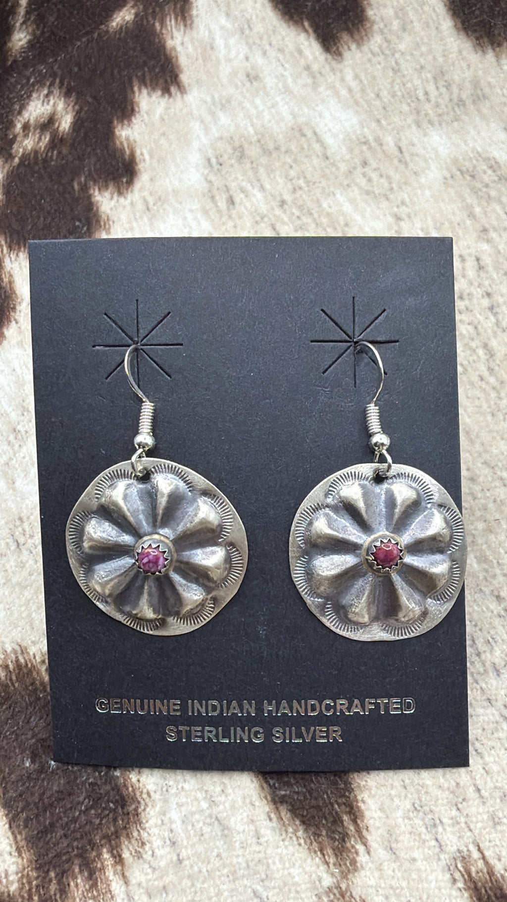 Joan Begay, Purple Spiny Oyster Sterling Silver Earrings, Native Made