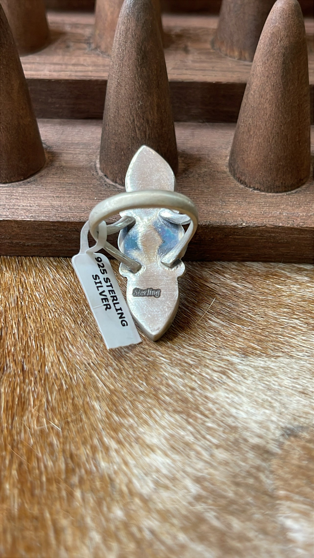 Three Stone White Buffalo Size 8 Ring