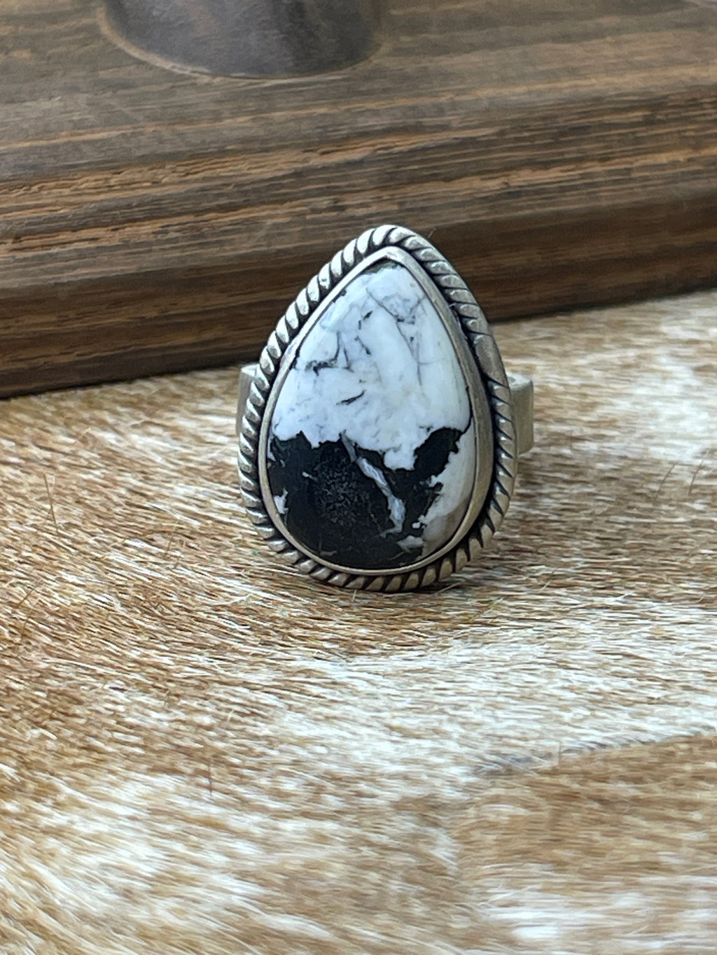 White Buffalo Adjustable Ring