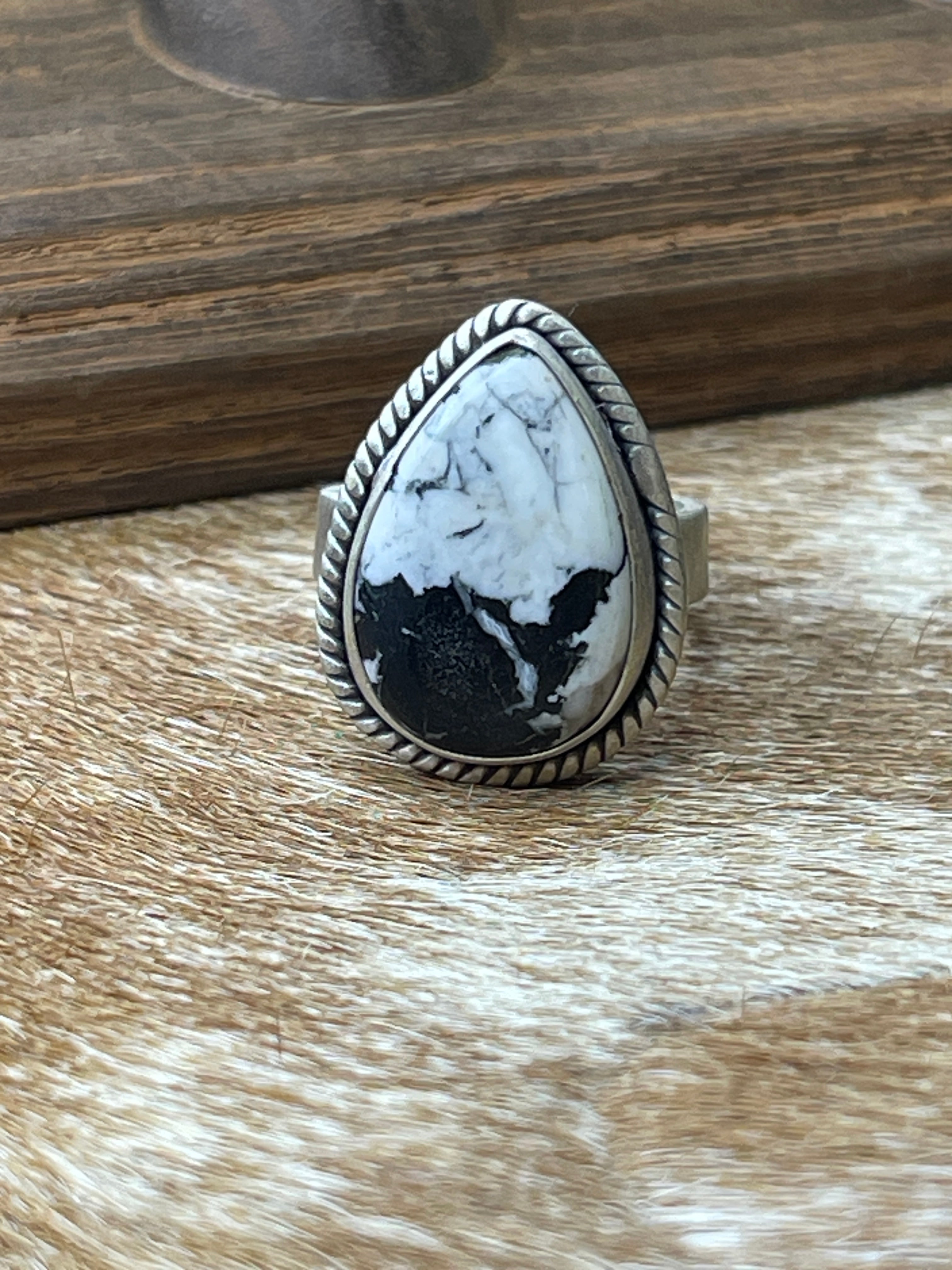 White Buffalo Adjustable Ring