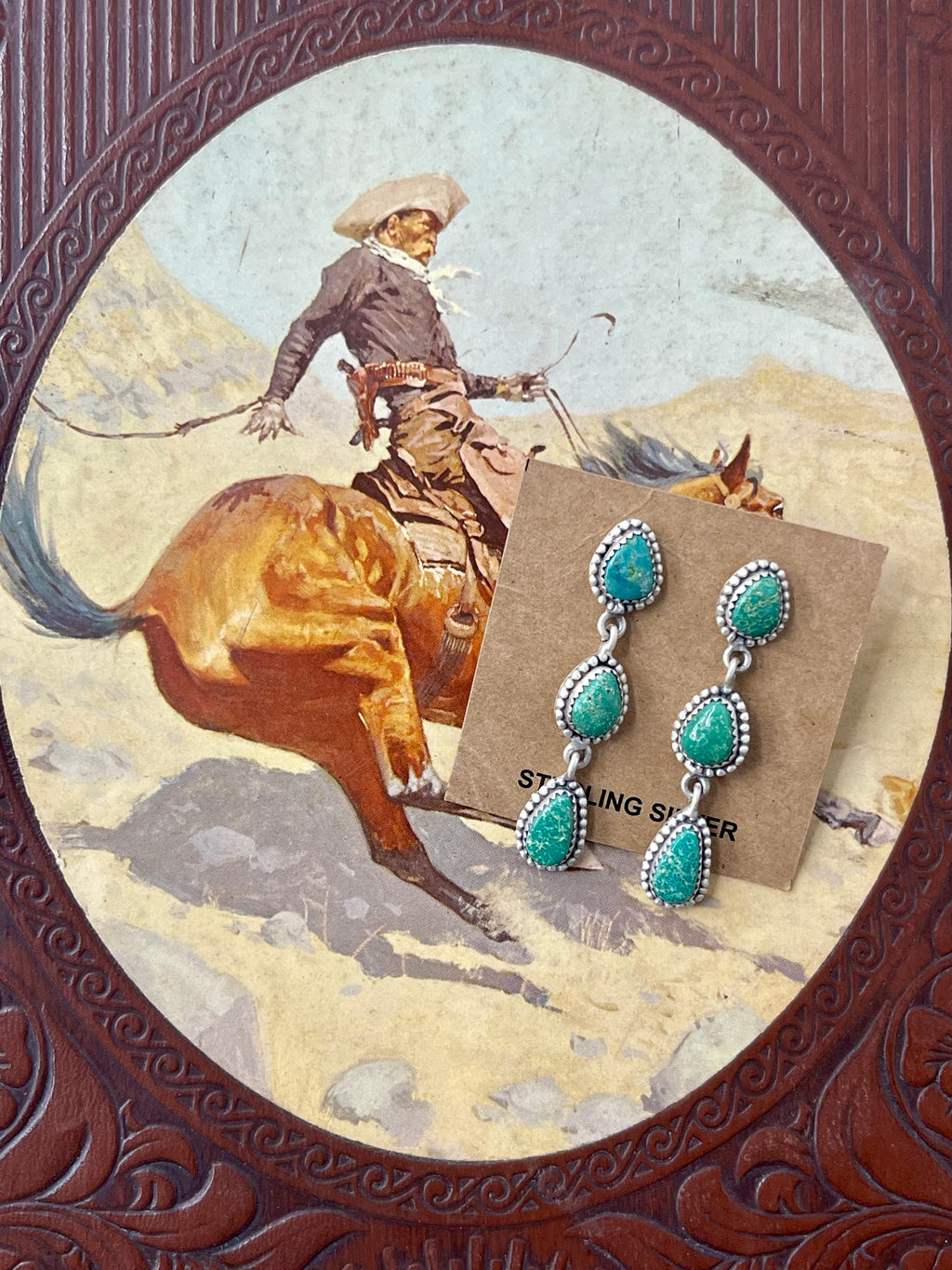 Tripple Stone Dangle Sonoran Gold Earrings