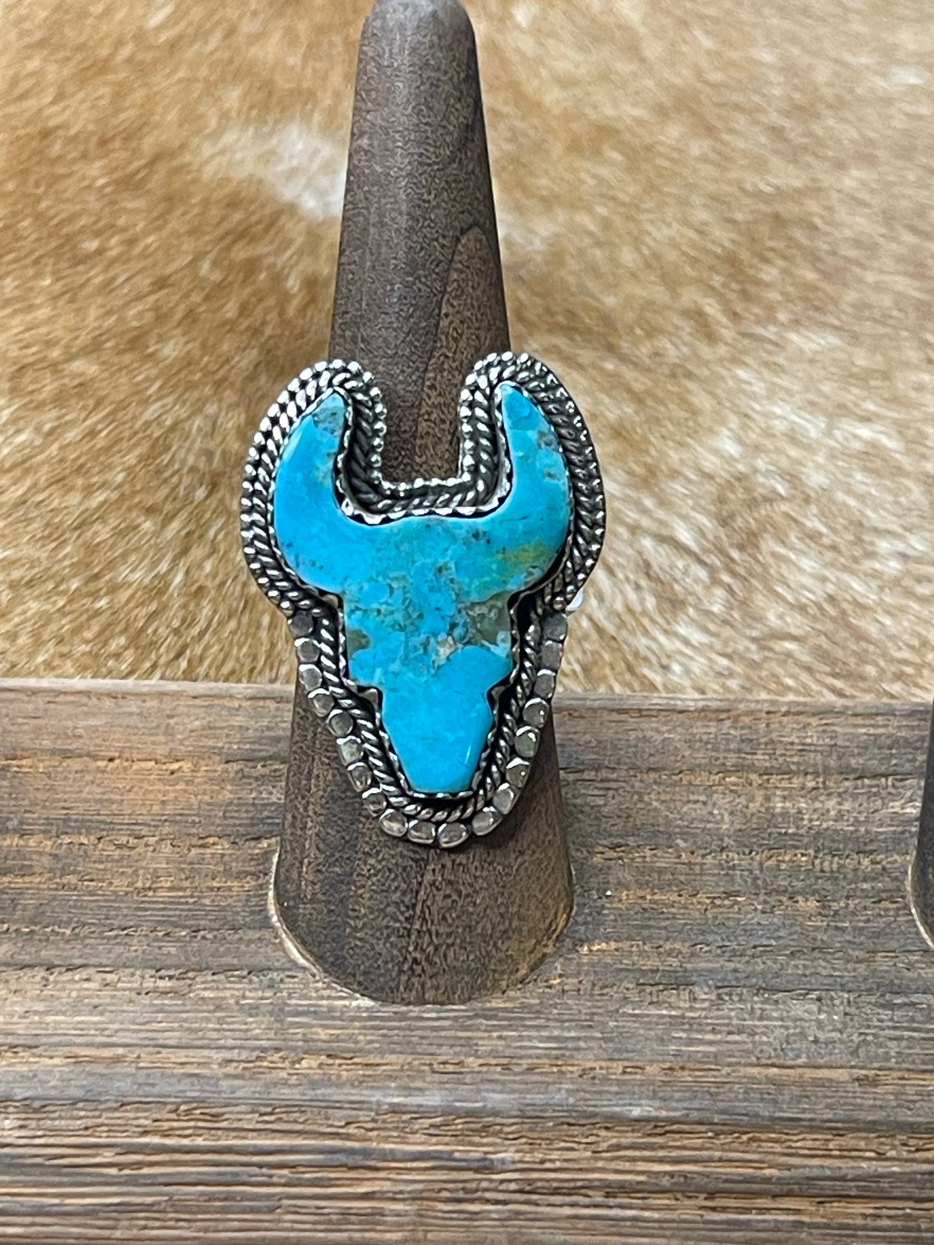 Turquoise Steer Head Ring