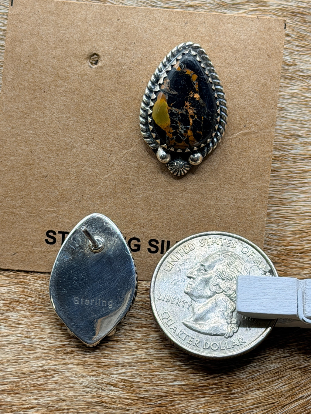 Sterling Silver Black Jack Stud Earrings