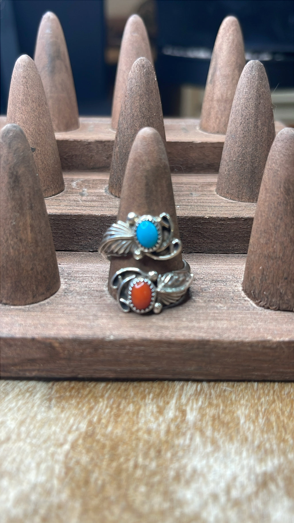 Adjustable Turquoise and Spiny Ring