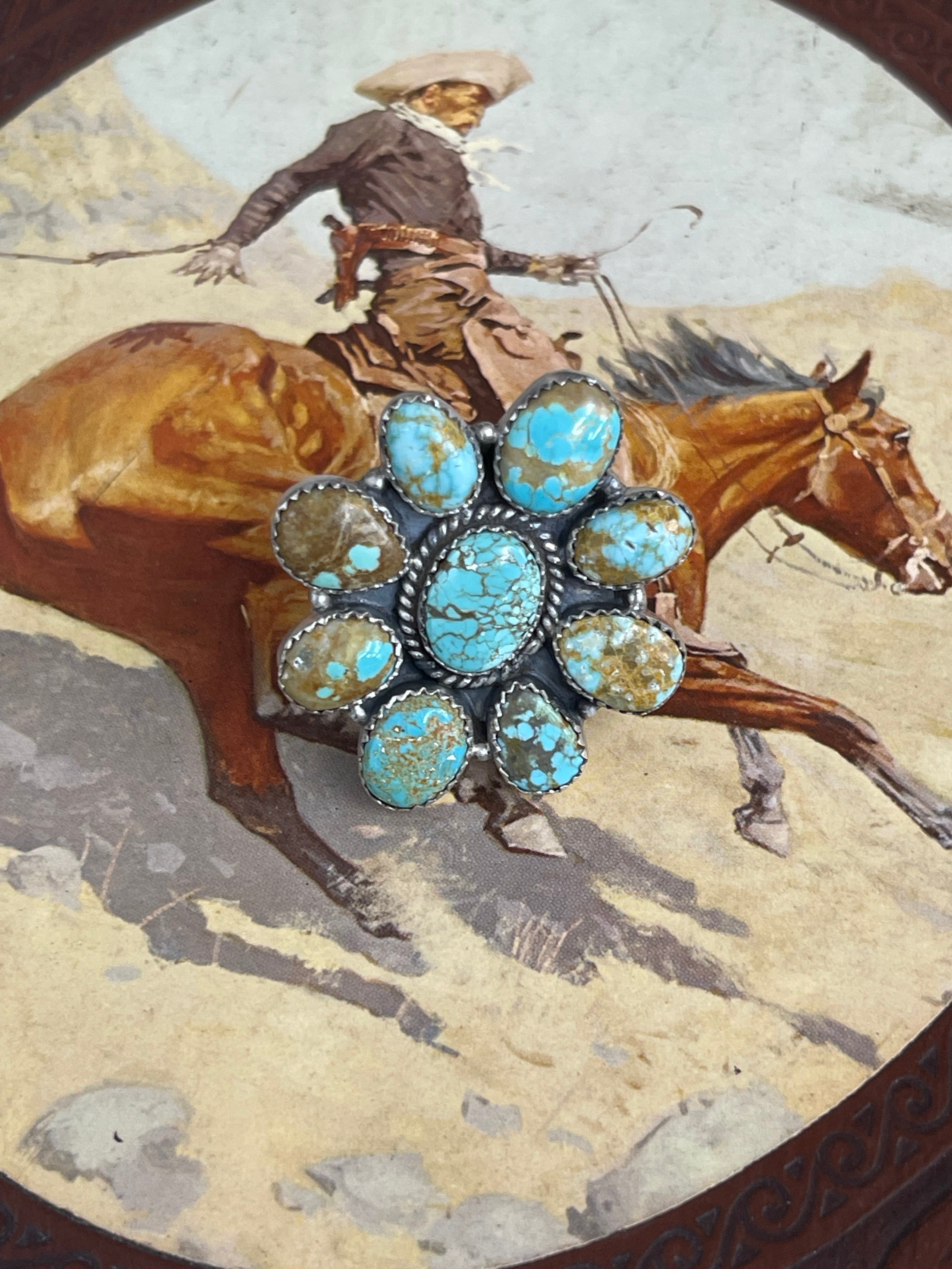 Adjustable 9 Stone Mine 8 Cluster Ring