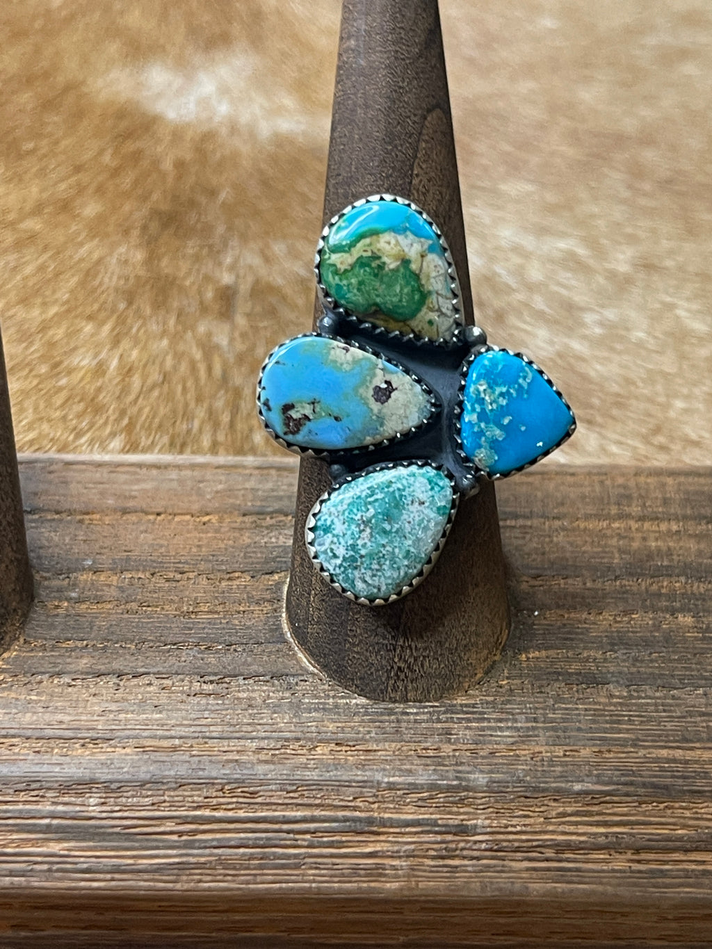 Mixed Turquoise Adjustable Ring