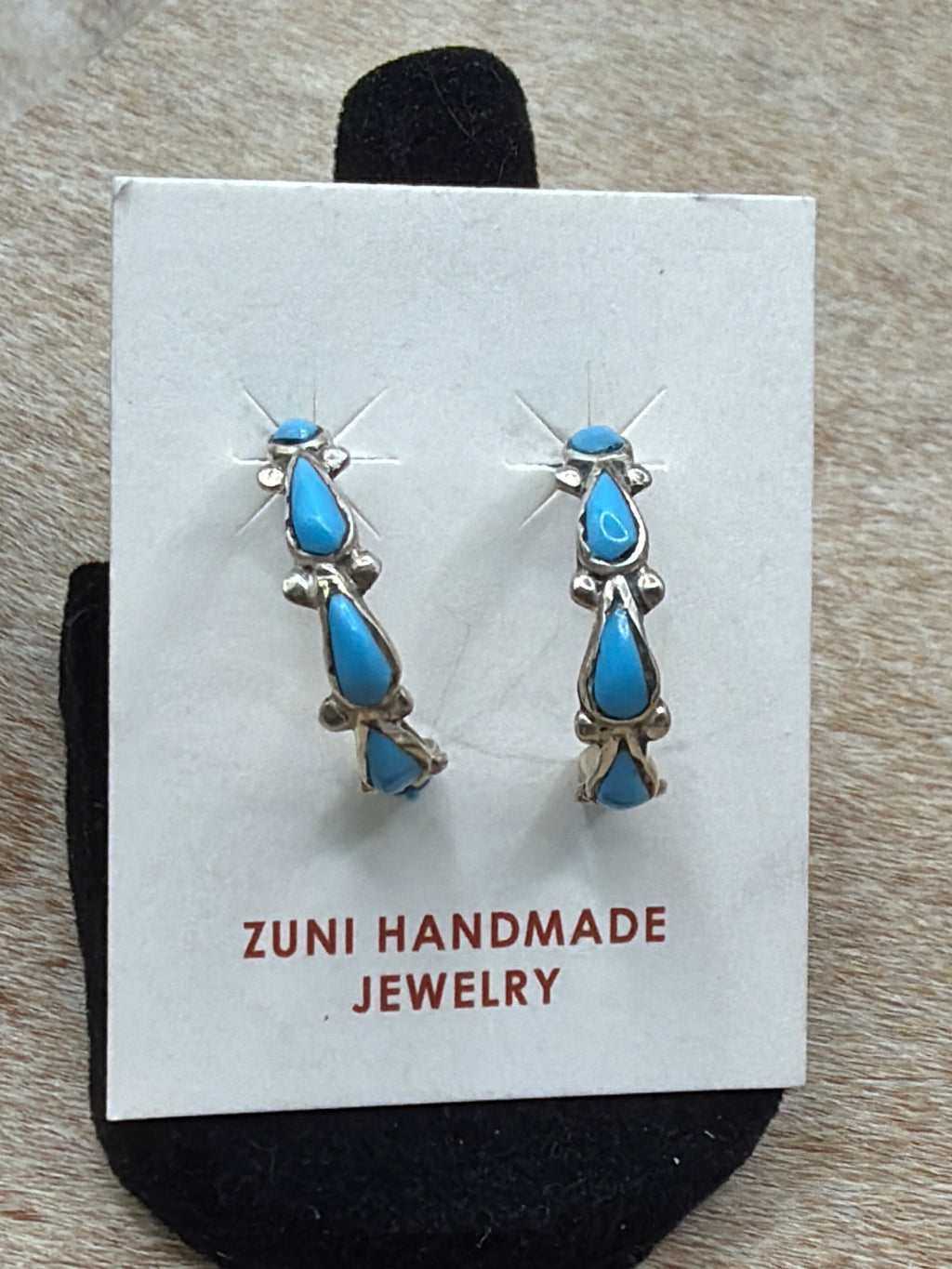Davis Kaamasse Turquoise Sterling Silver Hoop Earrings