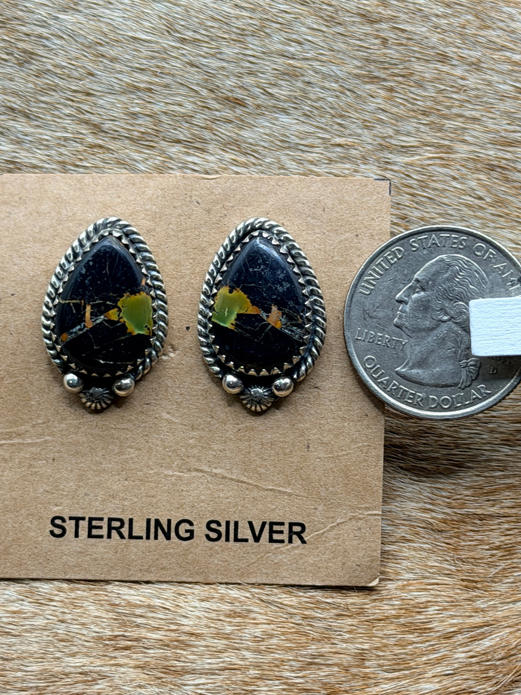 Sterling Silver Black Jack Turquoise Stud Earrings