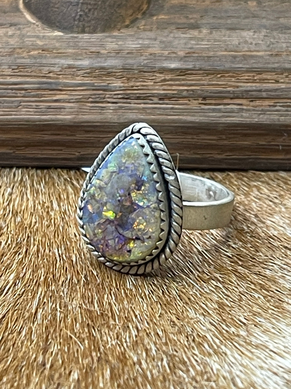 Sterling Opal Adjustable Ring
