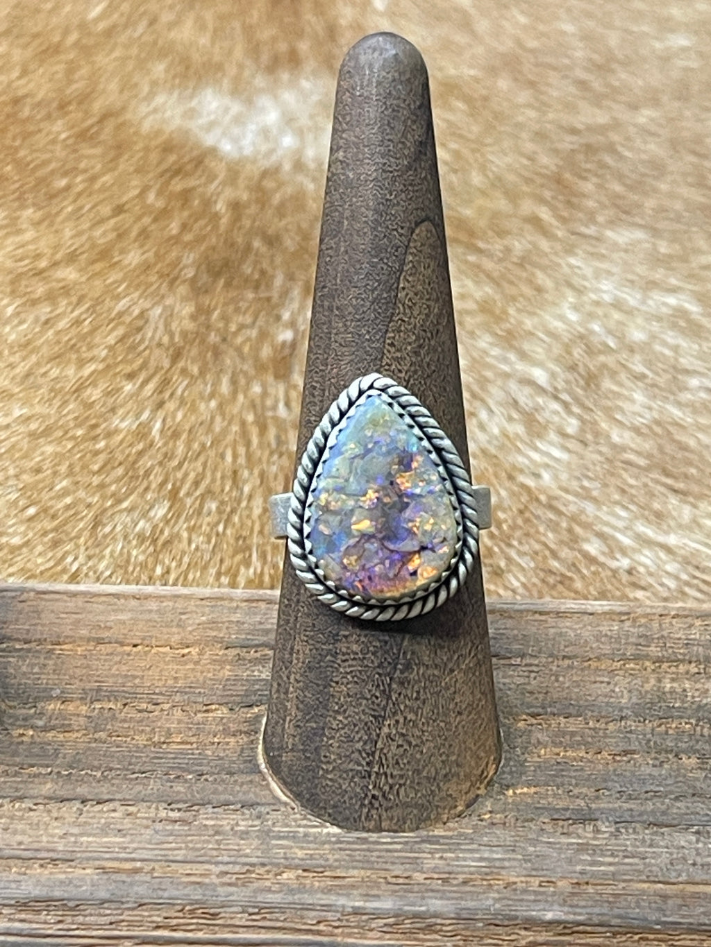 Sterling Opal Adjustable Ring
