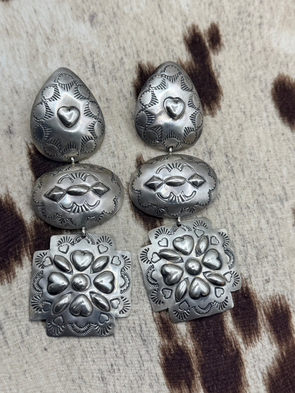 Rita Lee Sterling Silver Concho Earrings
