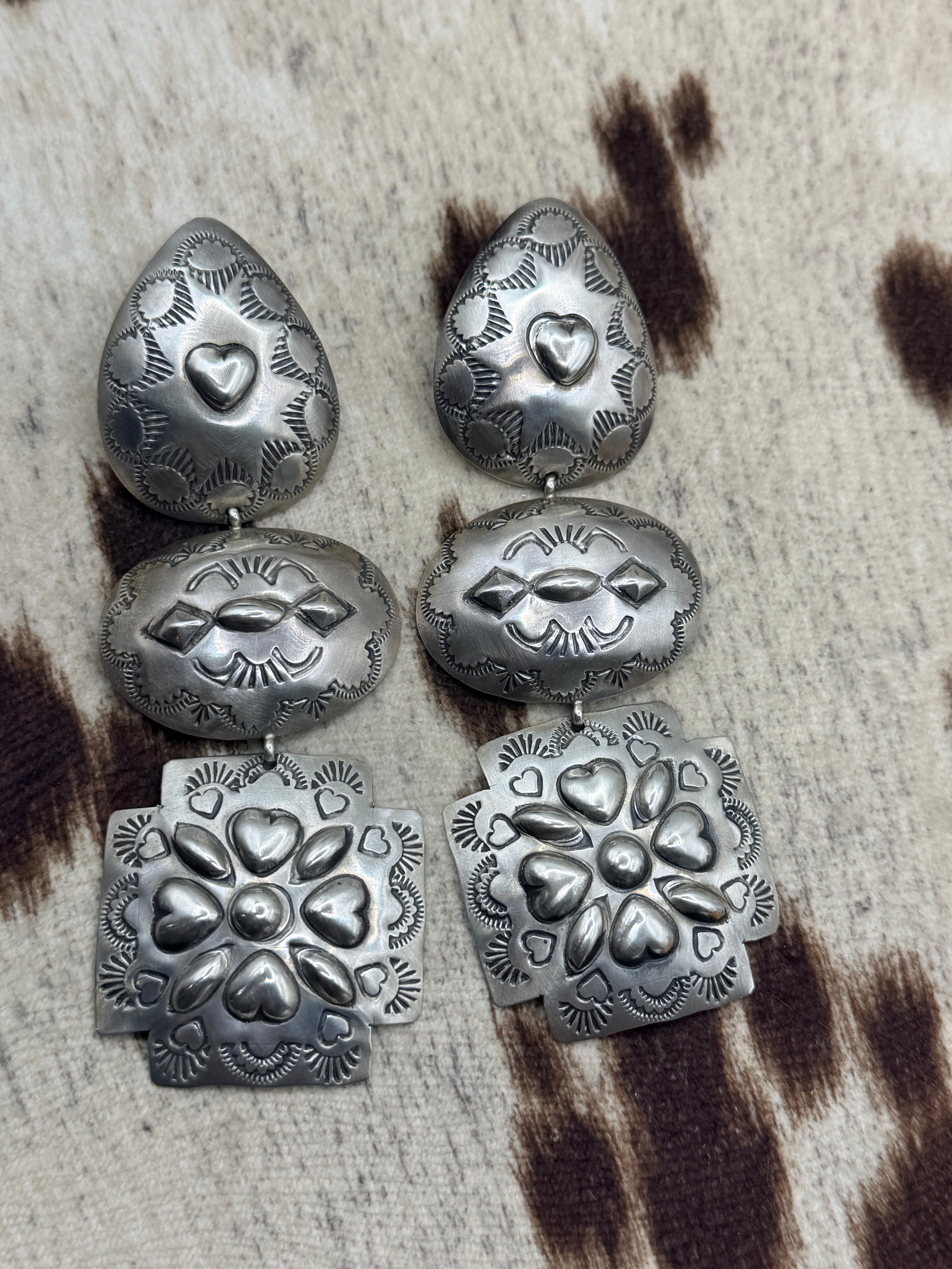 Rita Lee Sterling Silver Concho Earrings