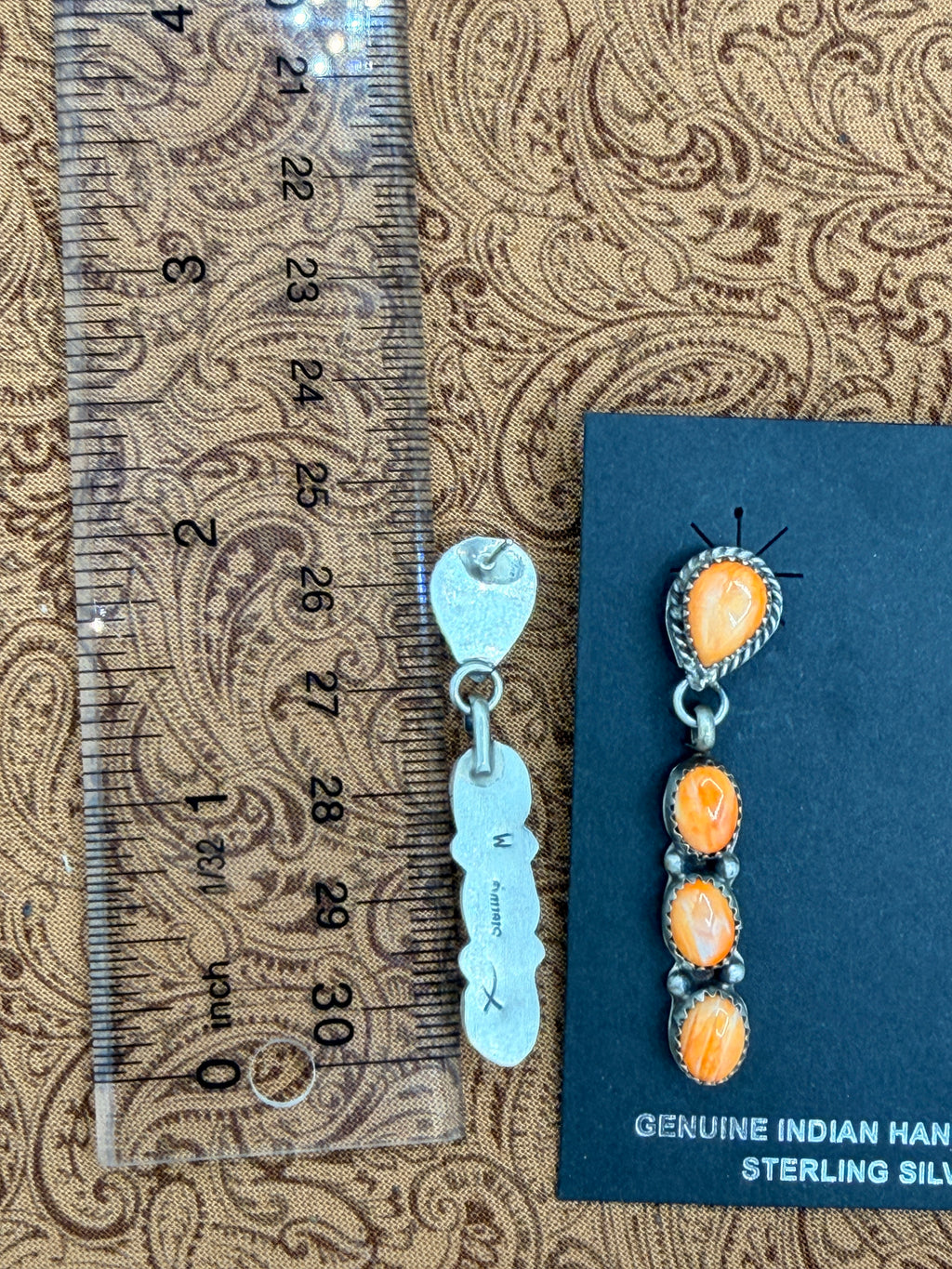 Anissa Martinez, Orange Spiny Dangle Earrings, Native Made