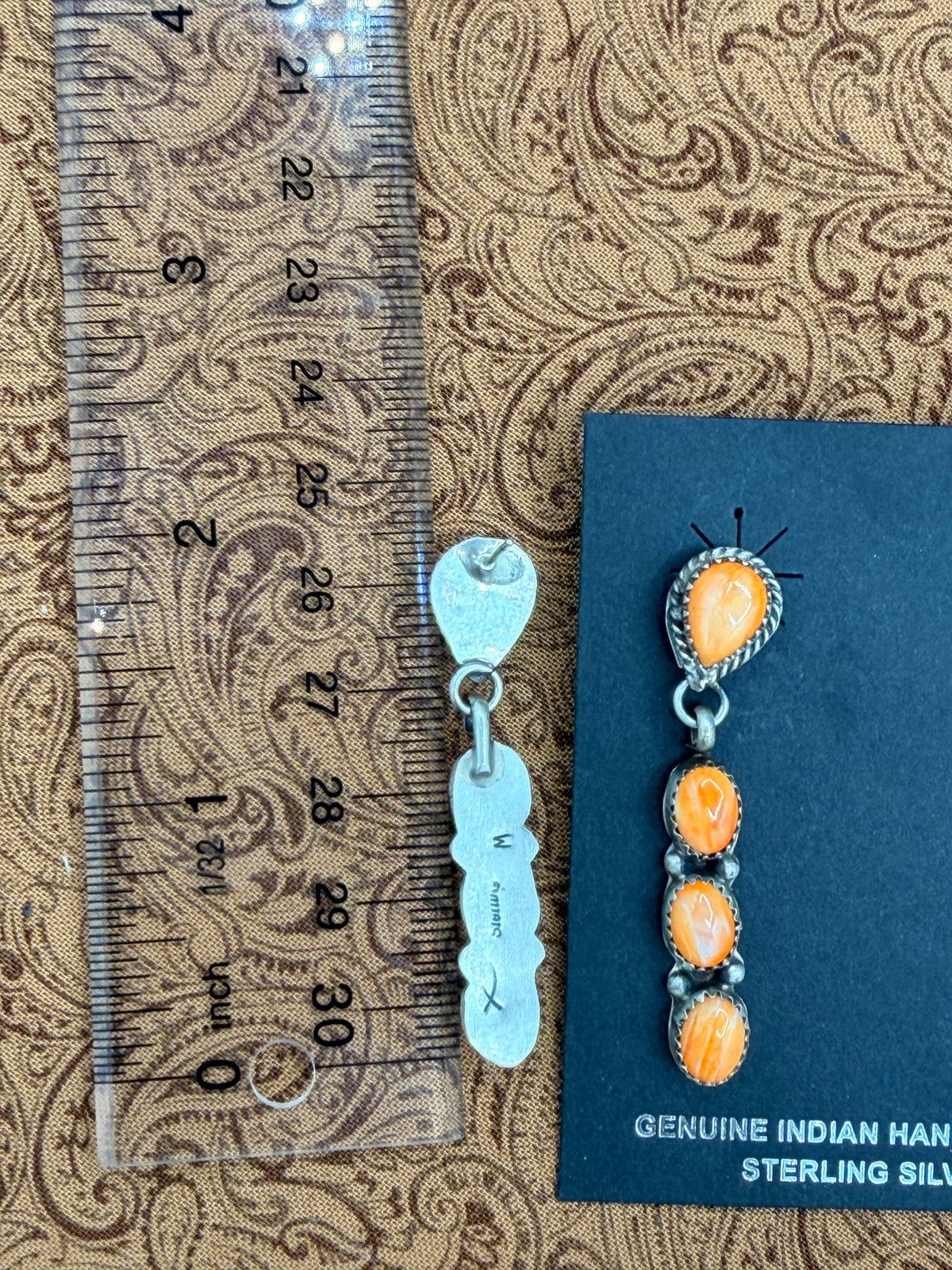 Anissa Martinez, Orange Spiny Dangle Earrings, Native Made