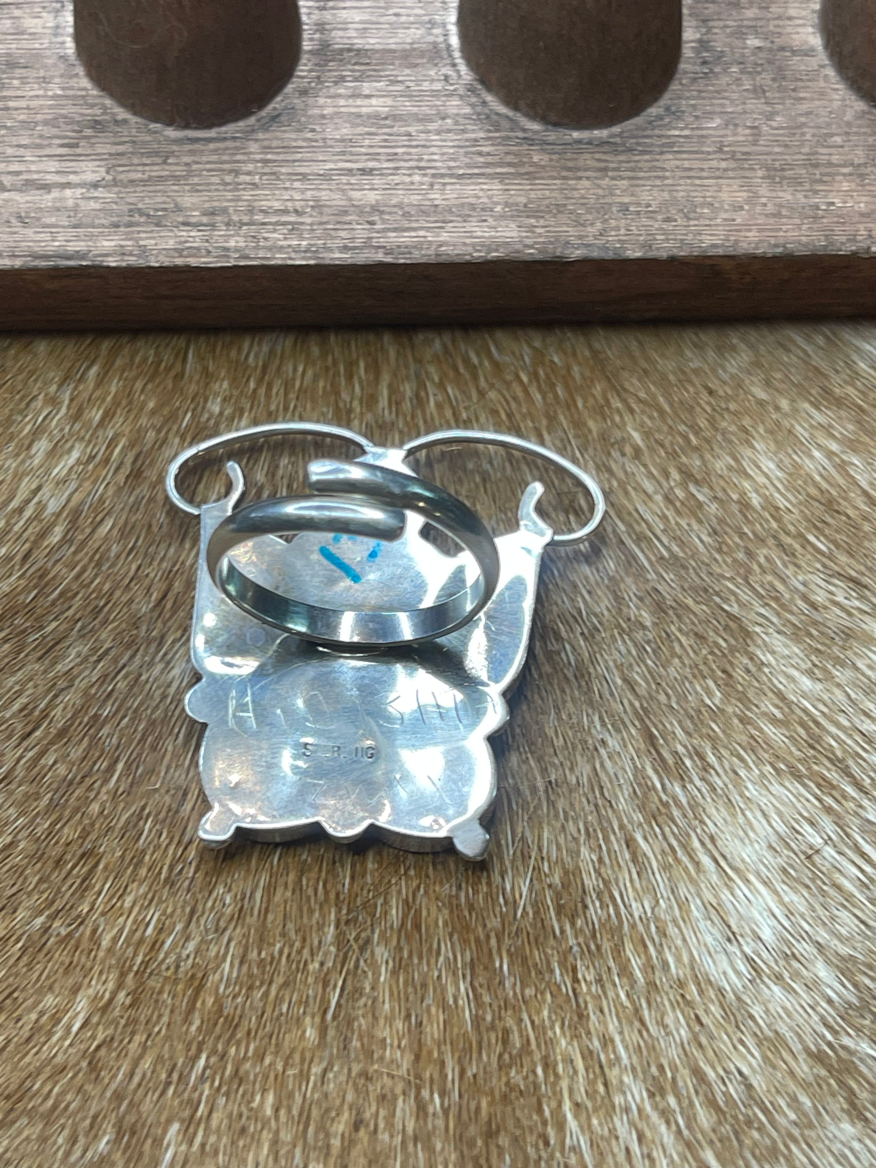 Zuni Inlay Butterfly Adjustable Ring,
