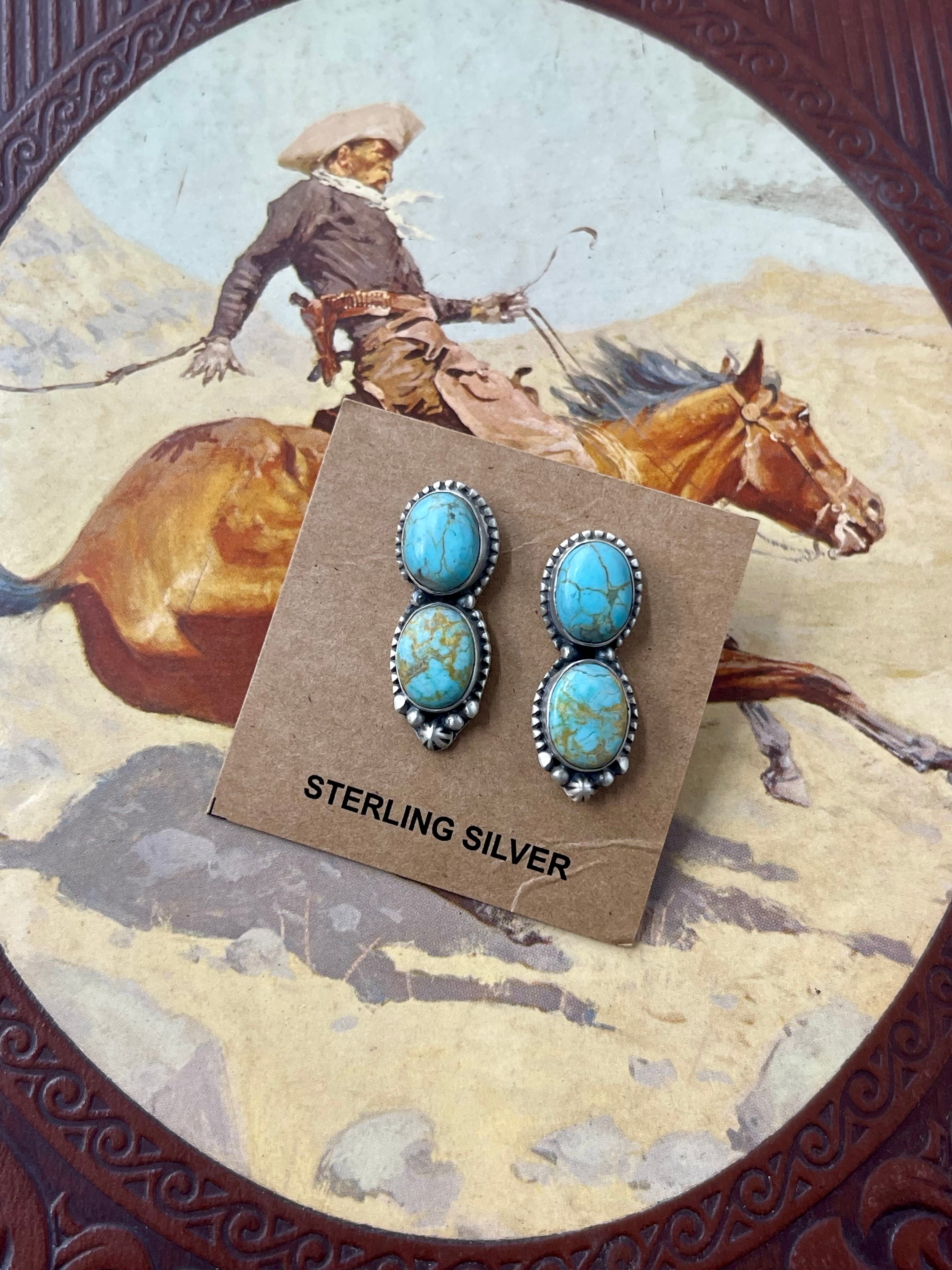 NUMBER 8 DOUBLE STONE STUD EARRINGS