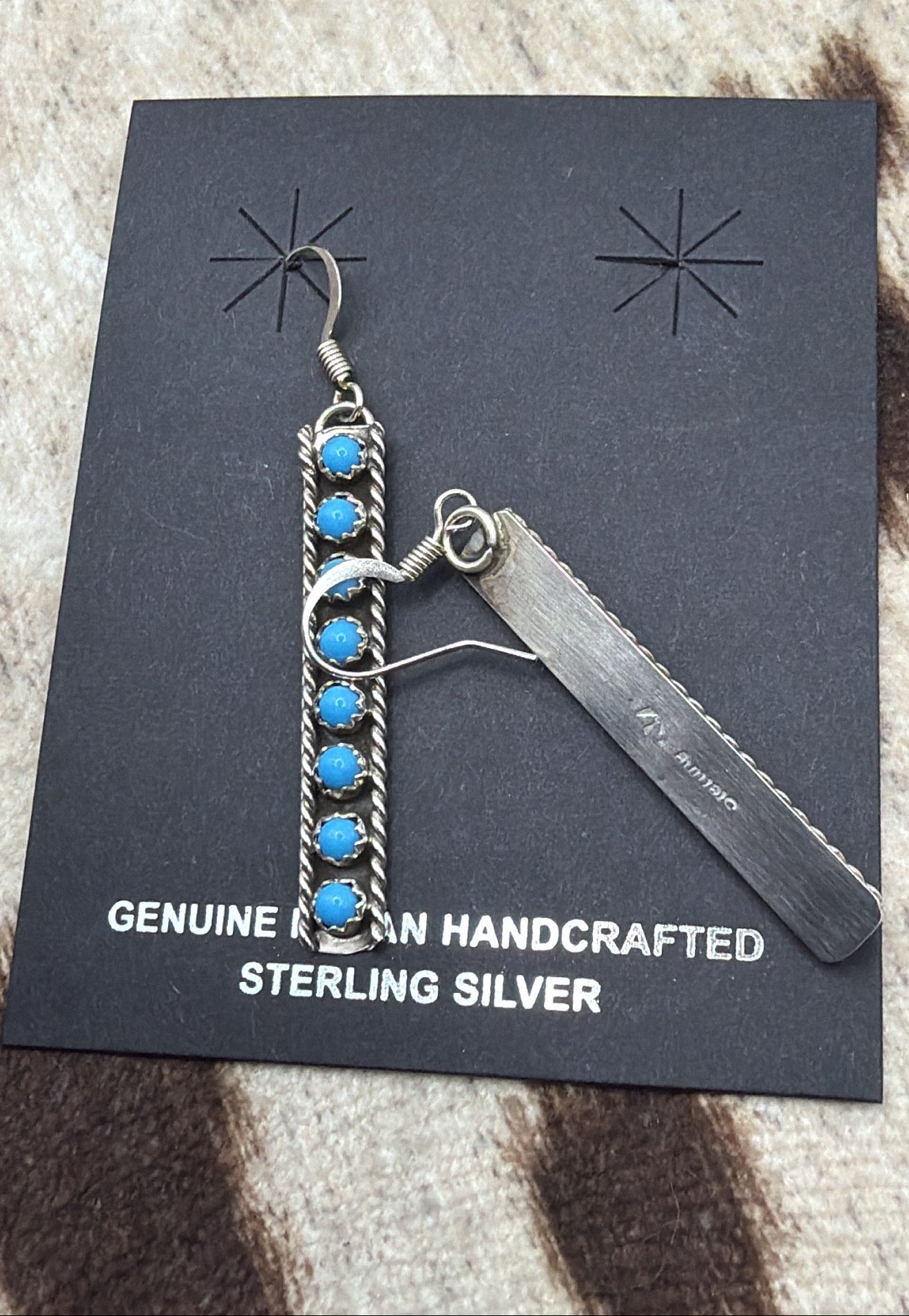 June Davis, Sterling Silver Turquoise Earrings, Native Made