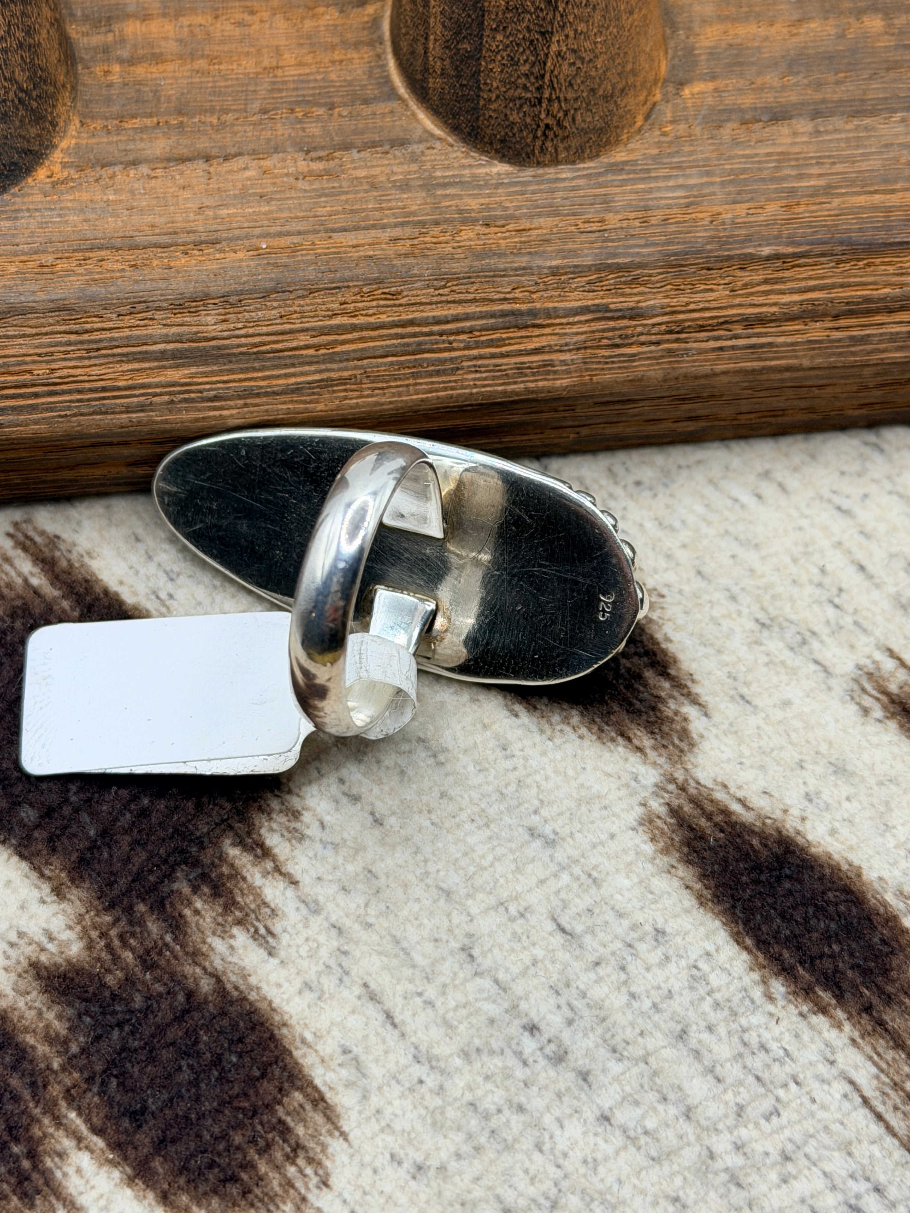 Chasity Belone, Mine 8 Turquoise Sterling Silver Ring, Native Made