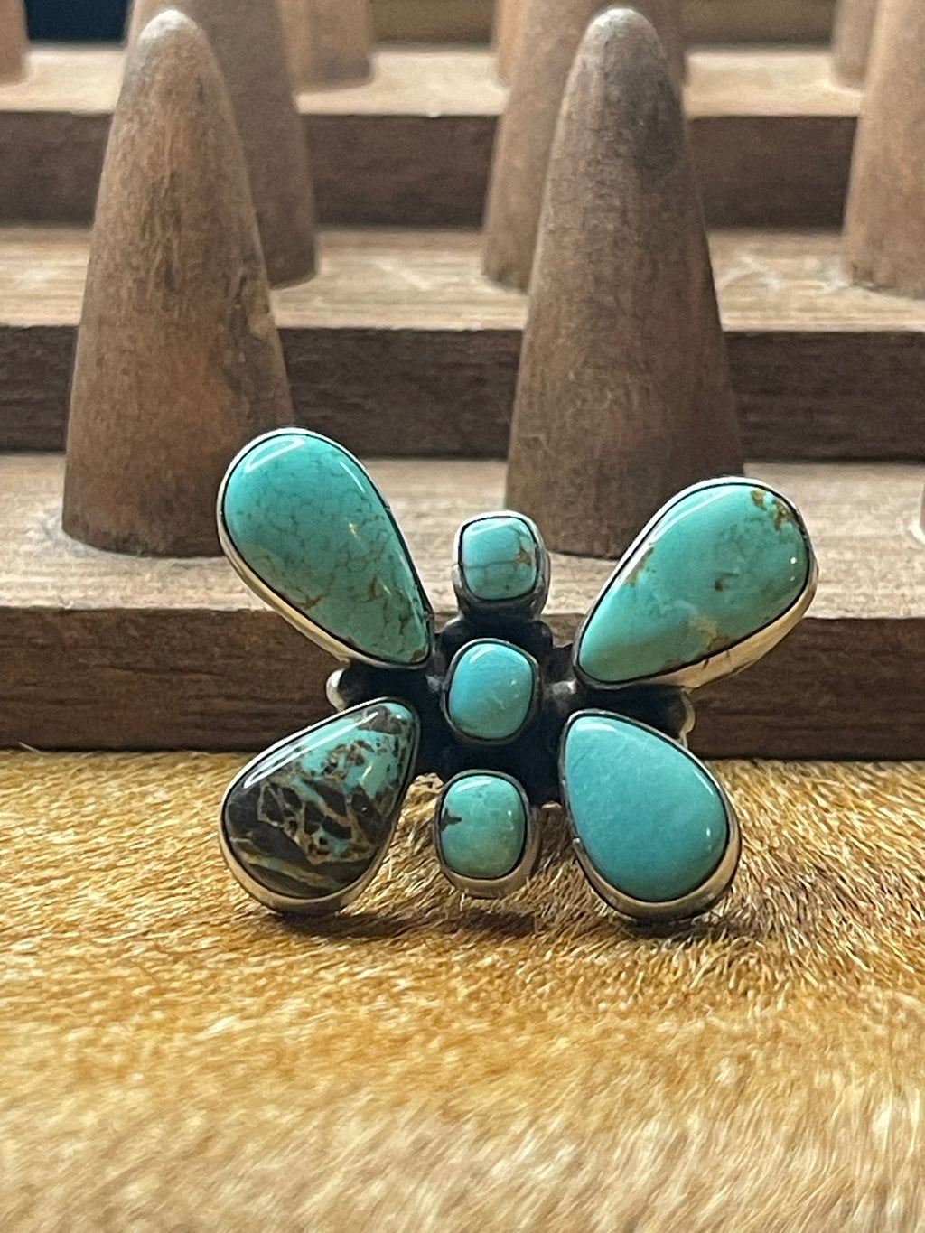 Eli Skeets Butterfly Mixed Turquoise Ring