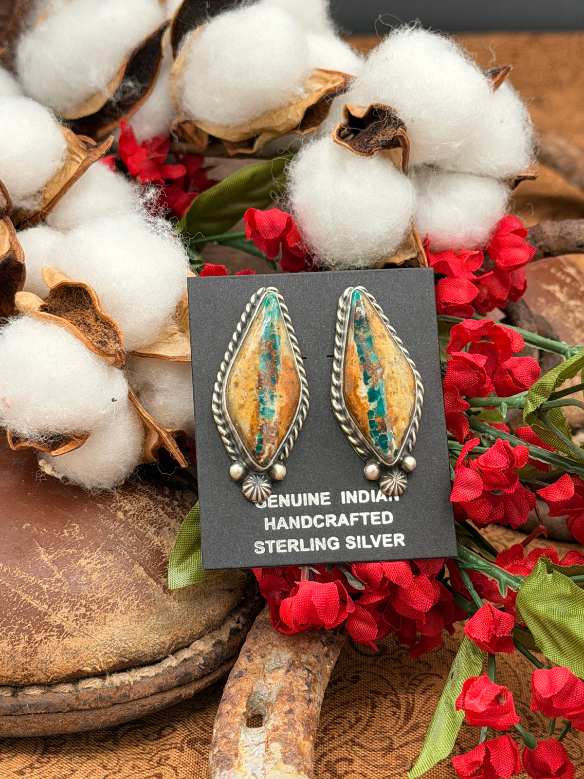 Chasity Belone, Royston Ribbon Stud Earrings, Native Made