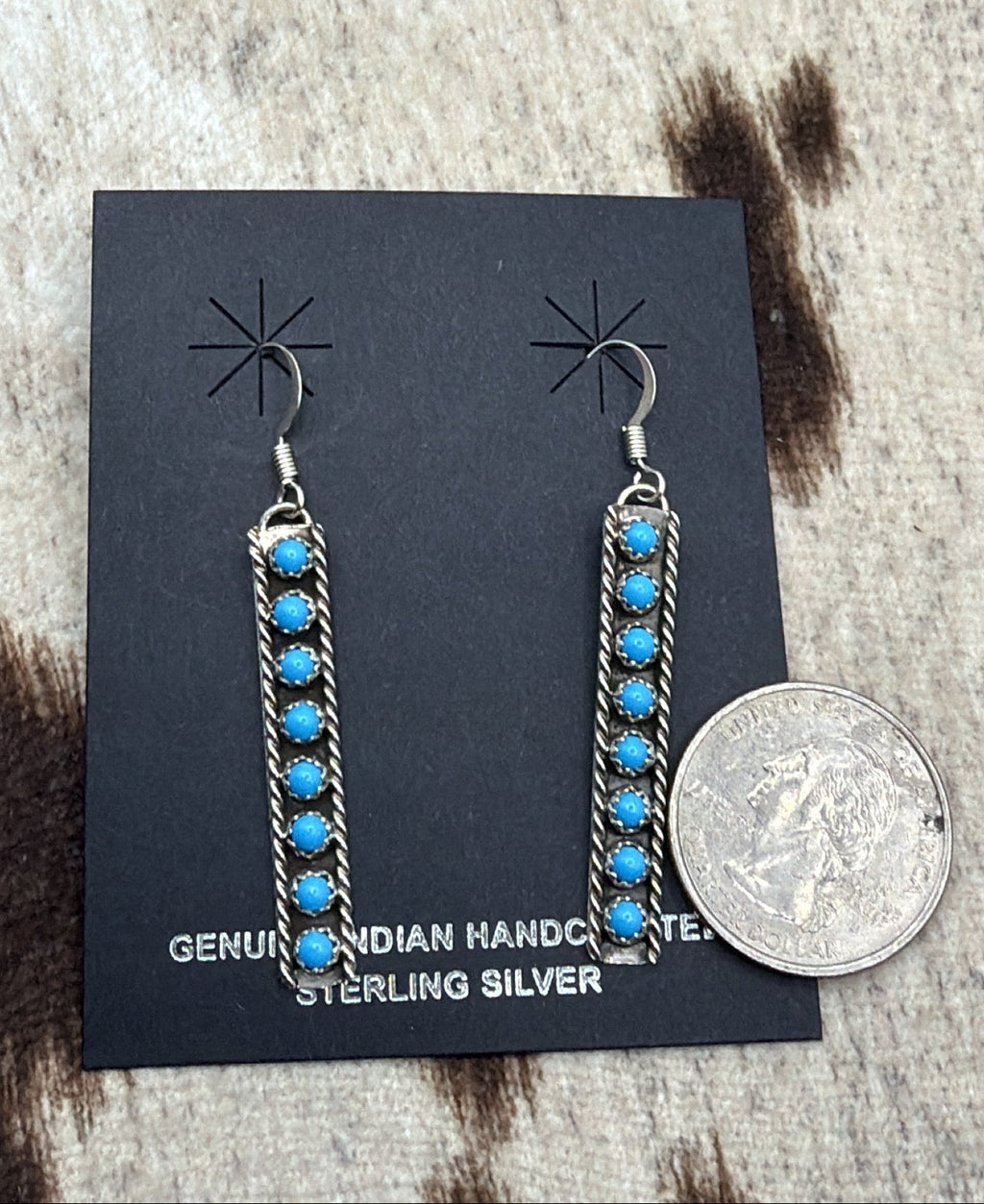June Davis, Sterling Silver Turquoise Earrings, Native Made