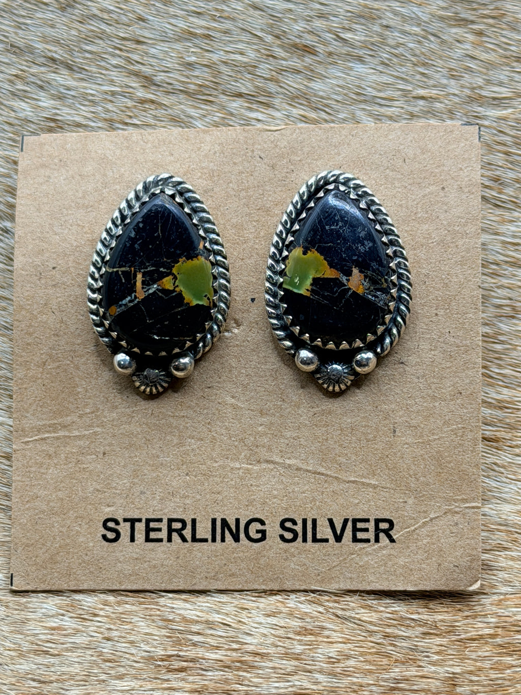 Sterling Silver Black Jack Turquoise Stud Earrings