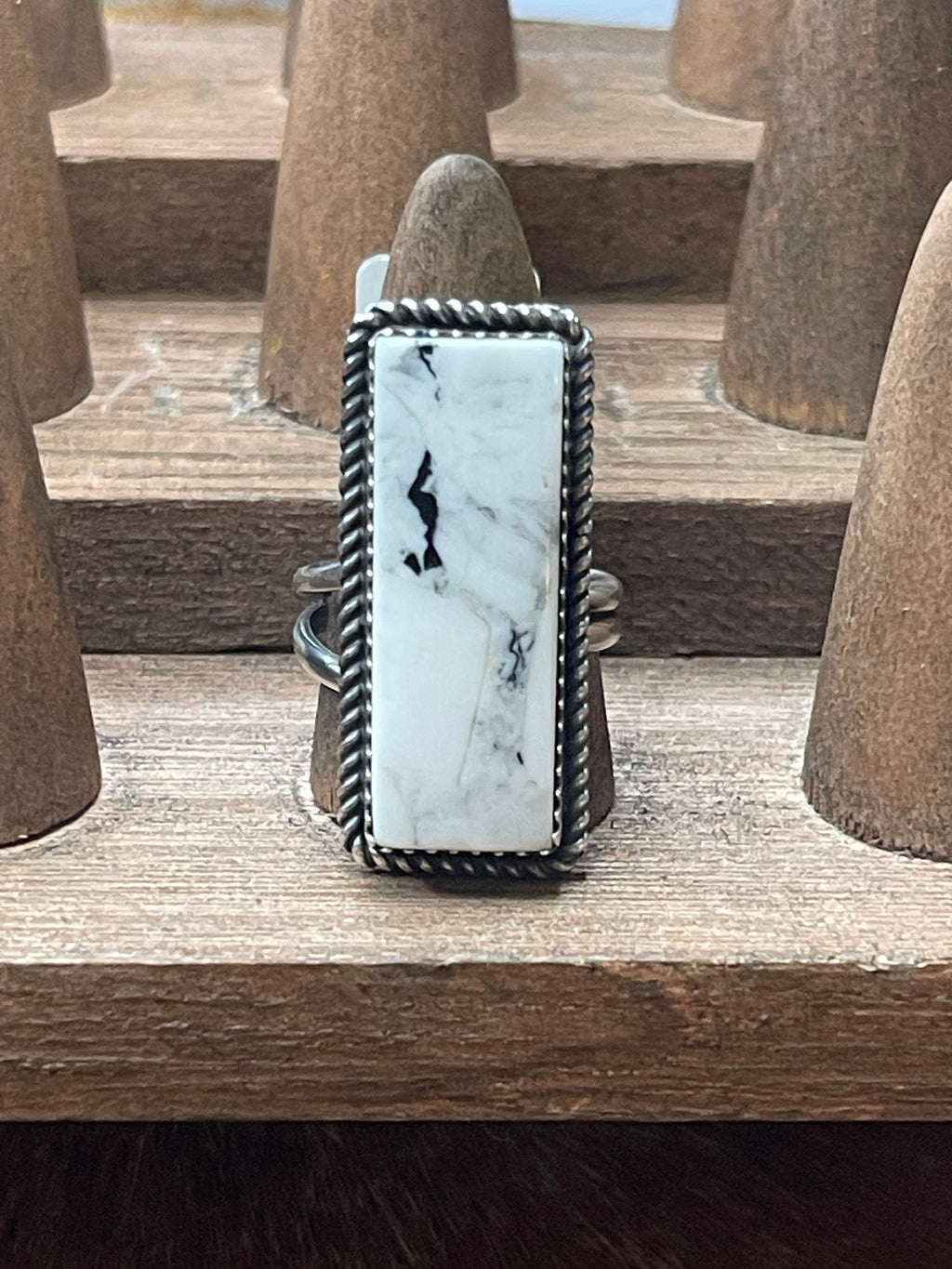 Tia Long Adjustable White Buffalo Ring