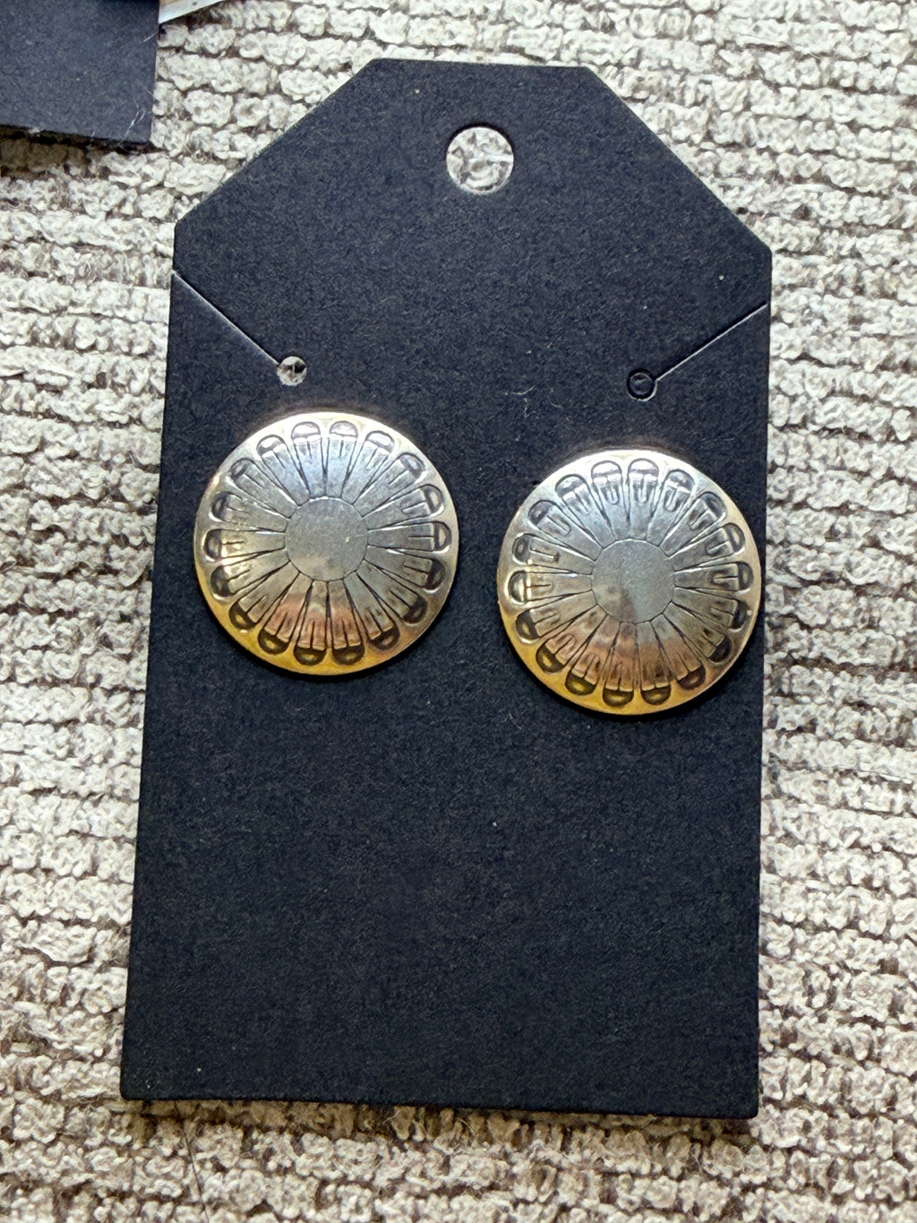 Sterling Silver Concho Stud Earrings