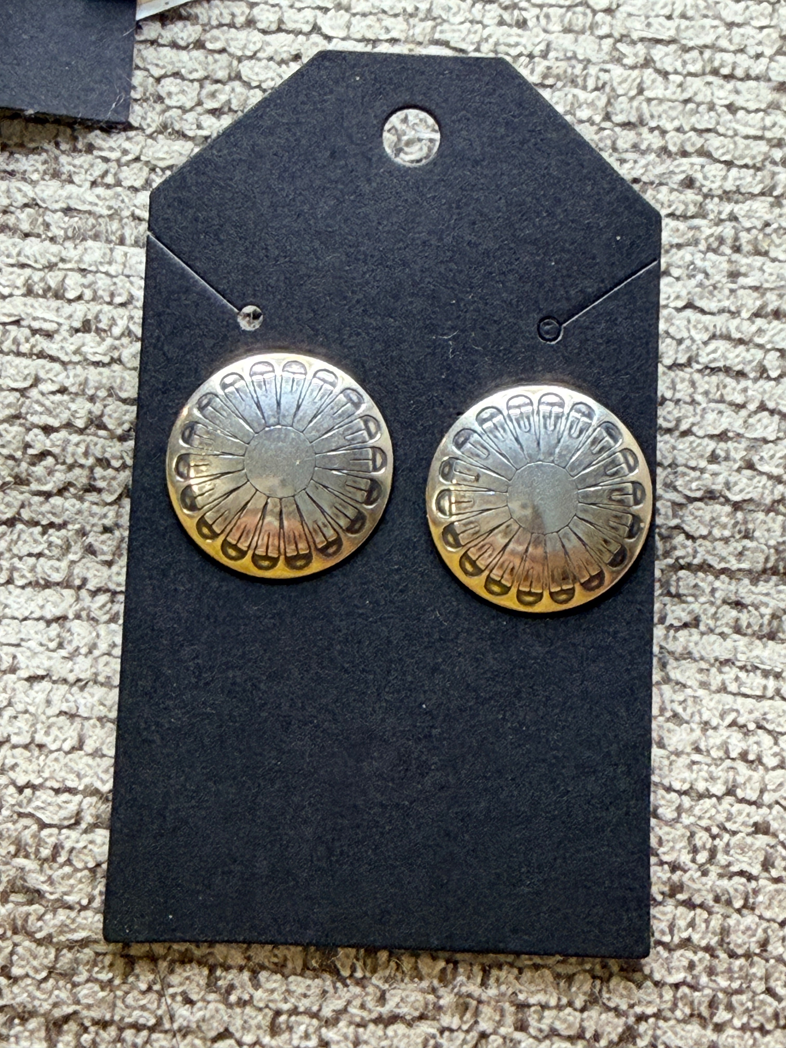 Sterling Silver Concho Stud Earrings