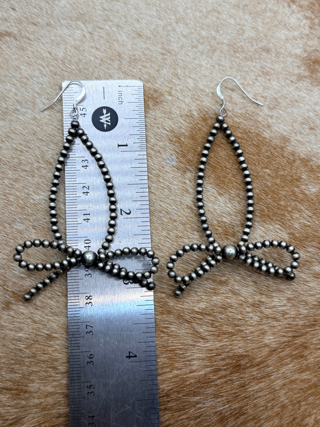 Sterling Silver Long Pearl Bow Earrings