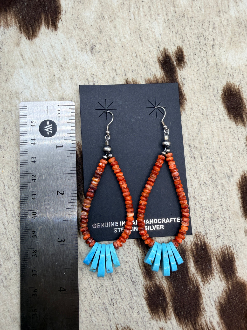 Corraine Smith, Coral and Turquoise Earrings, Native Made