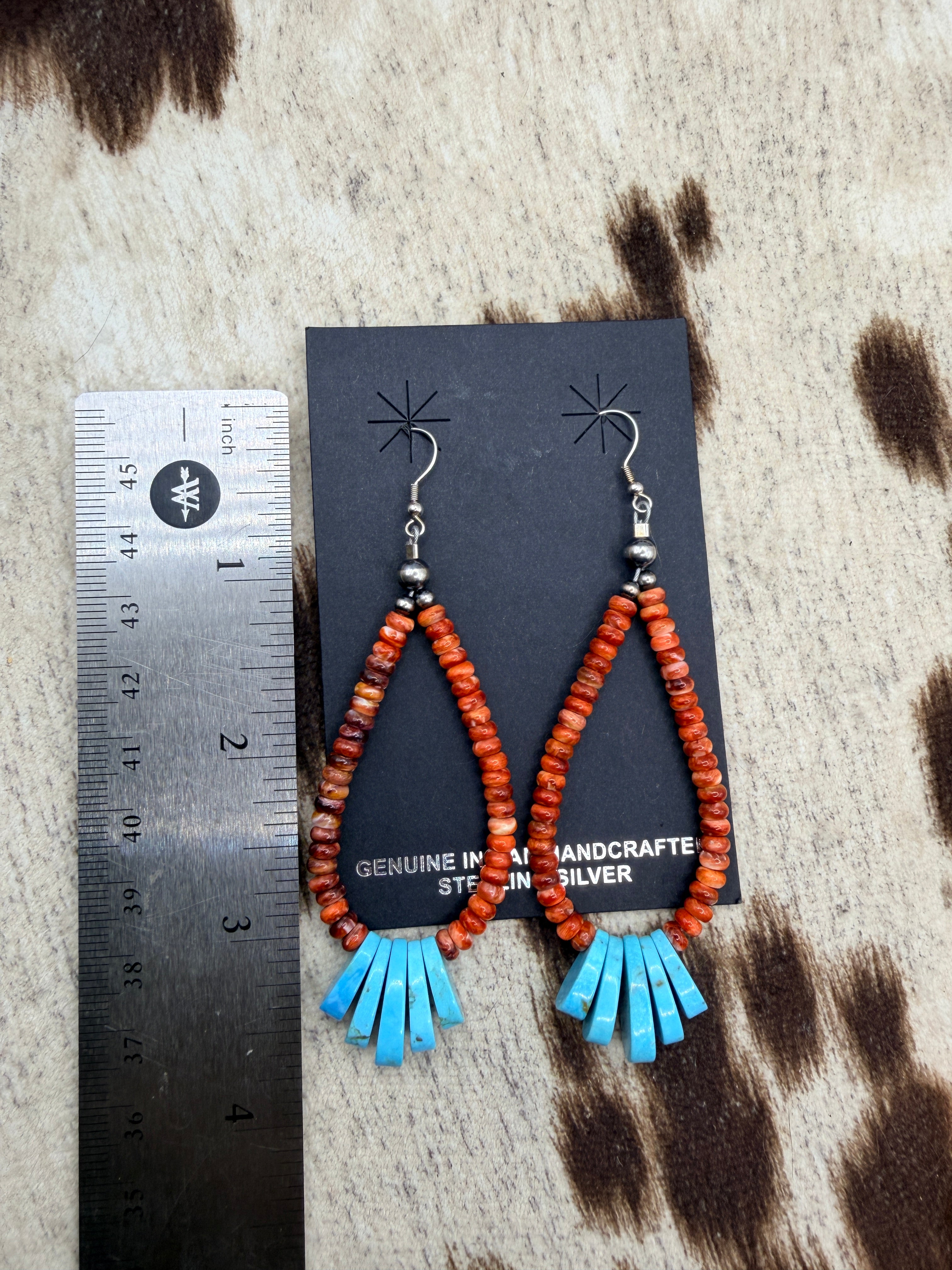 Corraine Smith, Coral and Turquoise Earrings, Native Made