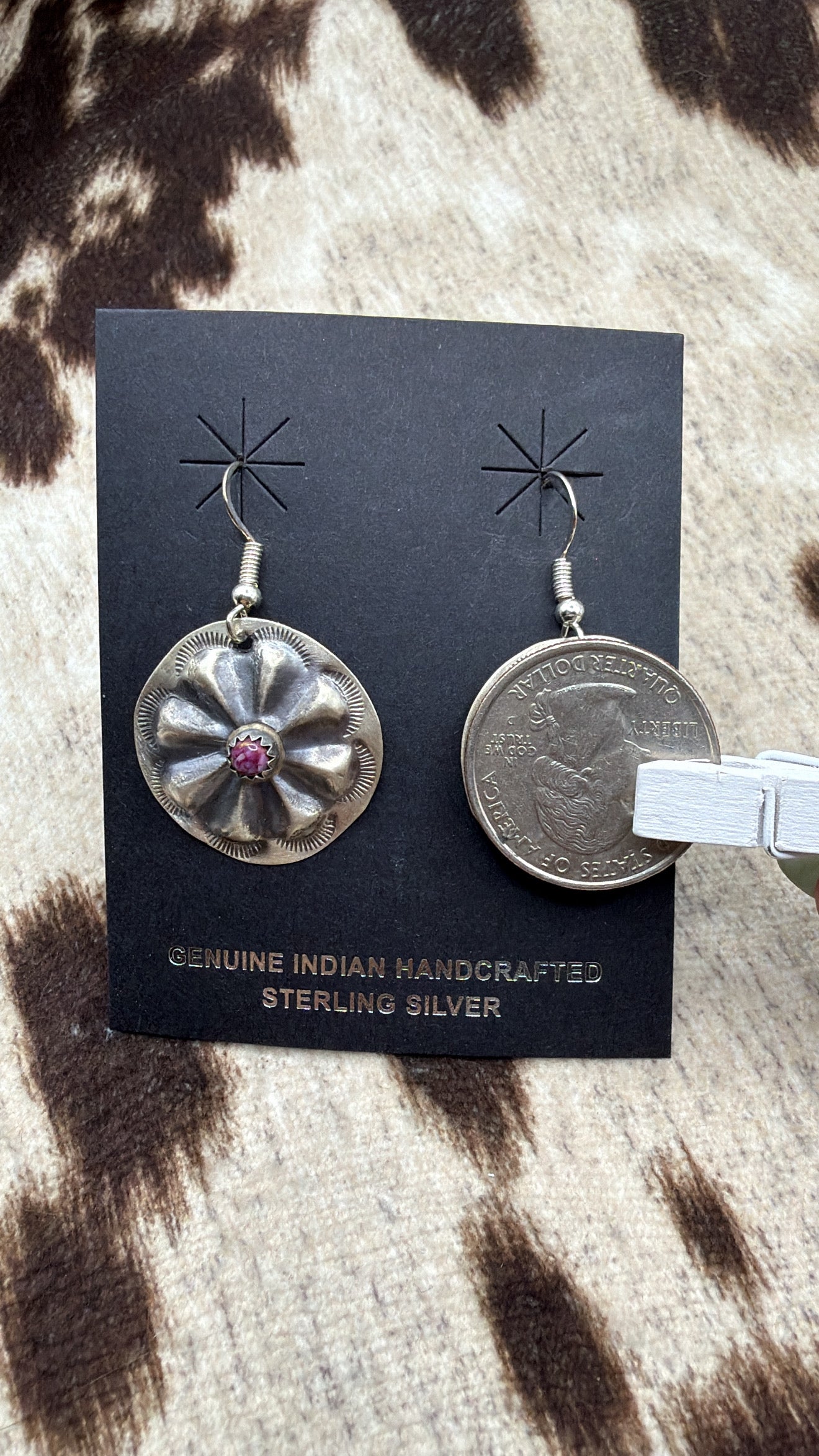 Joan Begay, Purple Spiny Oyster Sterling Silver Earrings, Native Made