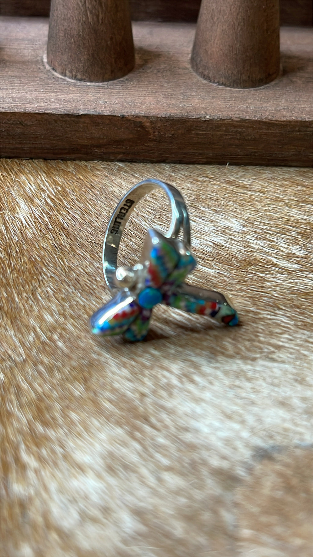 Dragonfly Inlay Ring, Size 7.25