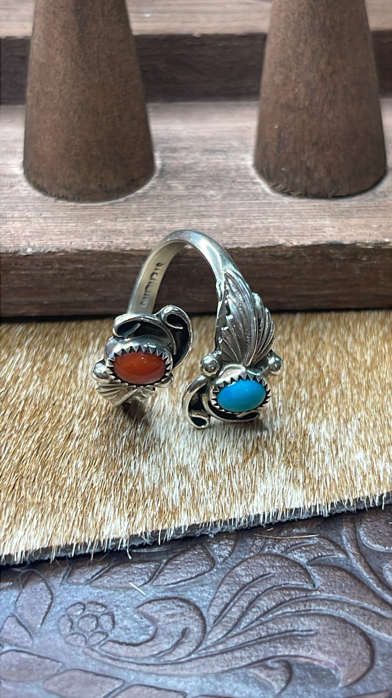 Adjustable Turquoise and Spiny Ring