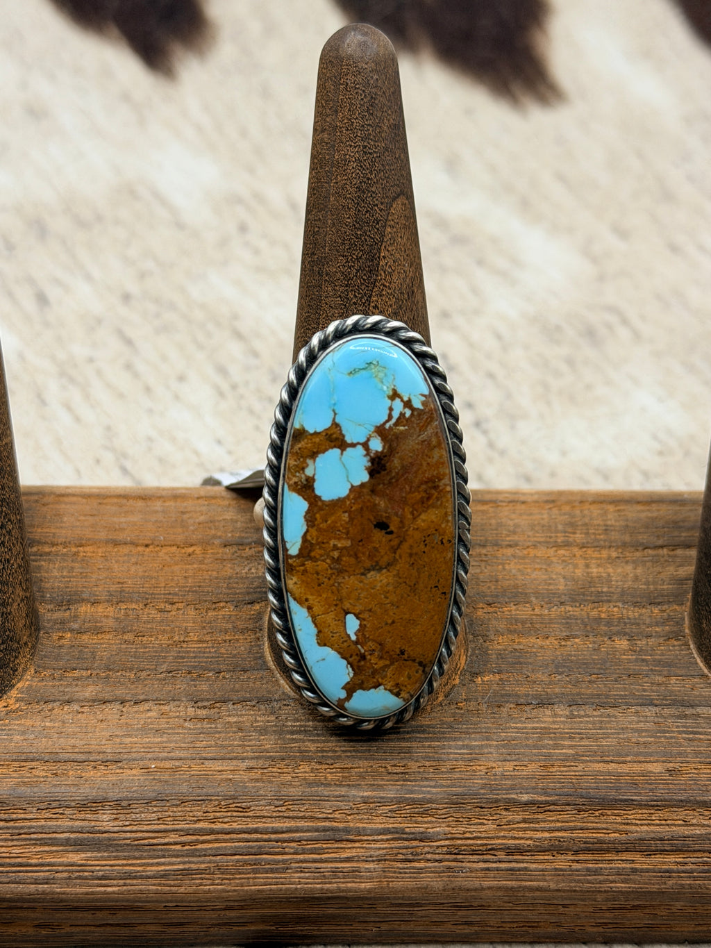 Chasity Belone, Mine 8 Turquoise Sterling Silver Ring, Native Made