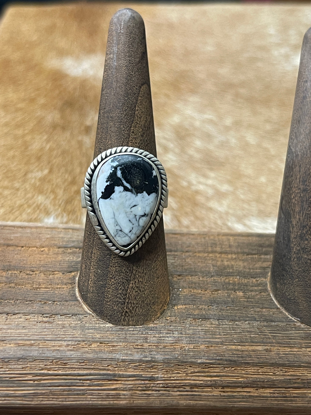 White Buffalo Adjustable Ring