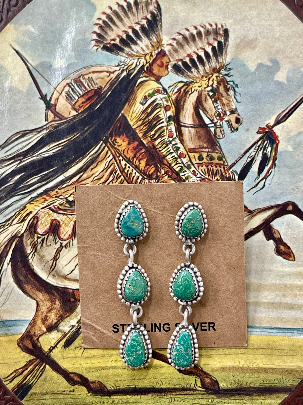 Tripple Stone Dangle Sonoran Gold Earrings