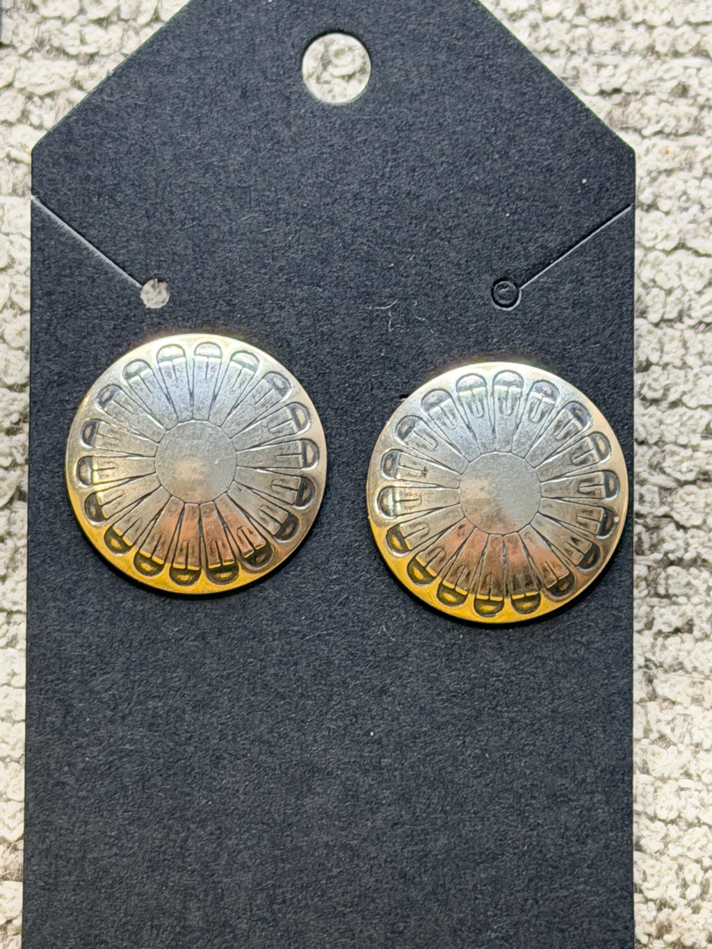 Sterling Silver Concho Stud Earrings