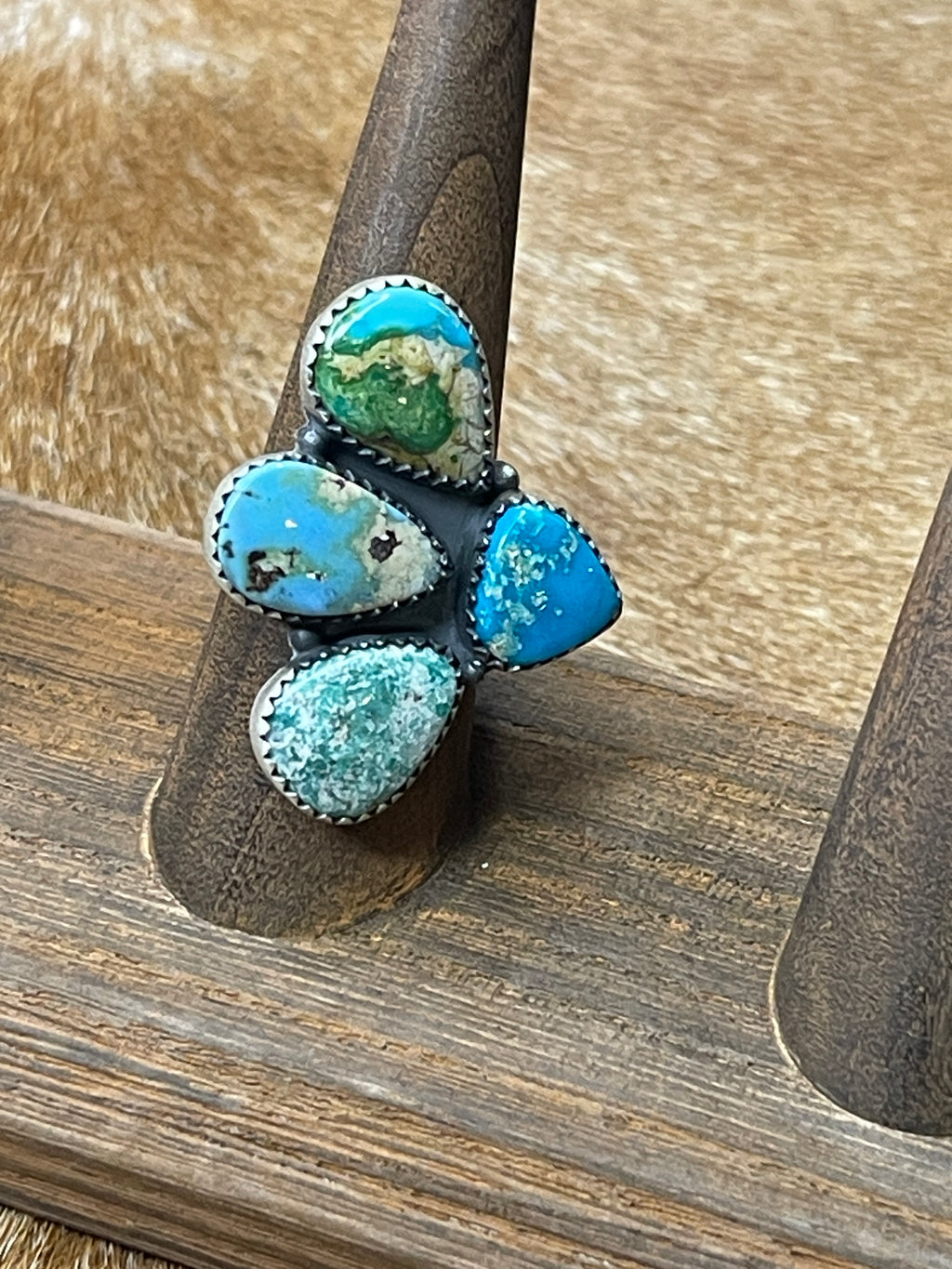 Mixed Turquoise Adjustable Ring