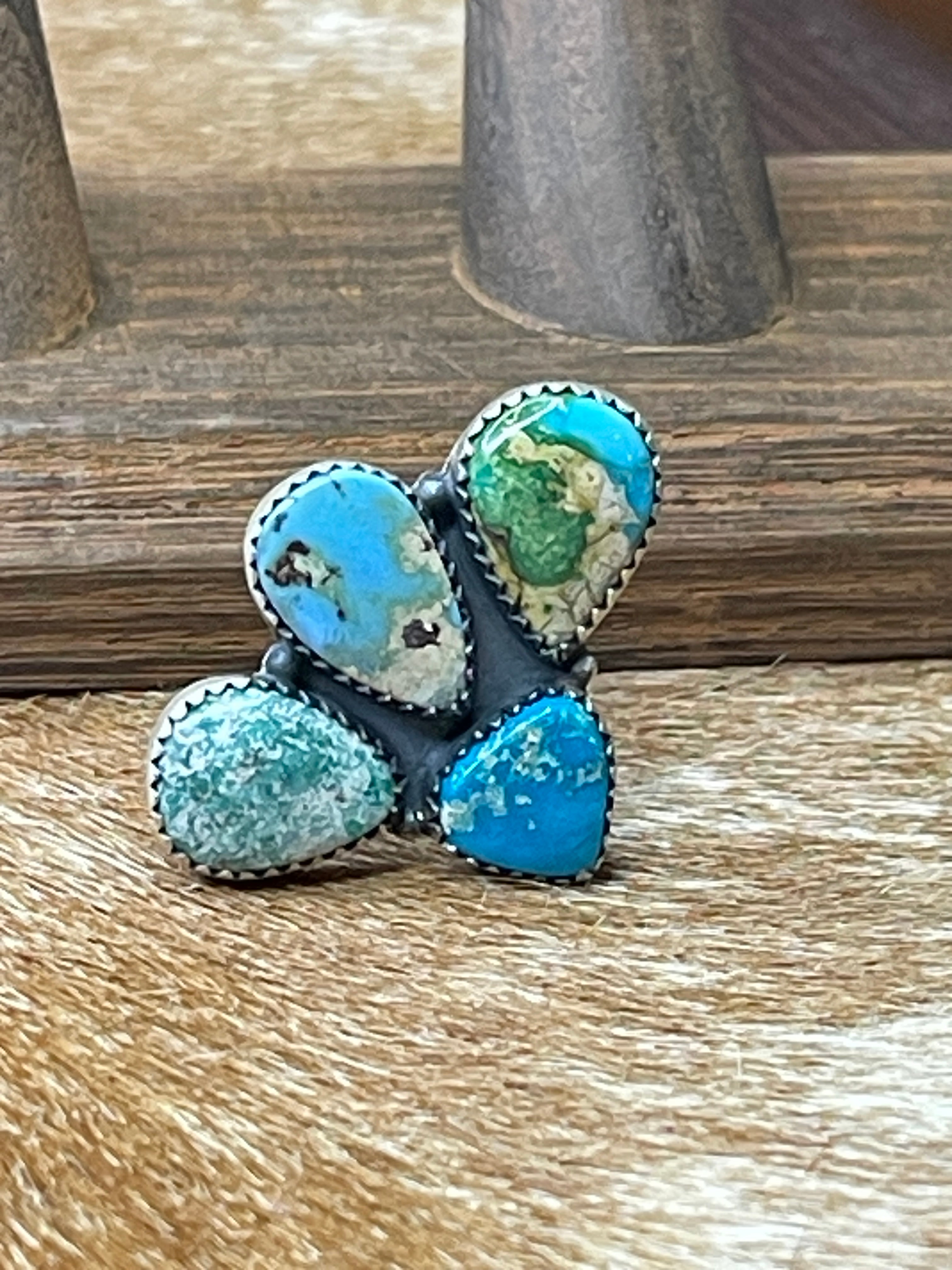Mixed Turquoise Adjustable Ring