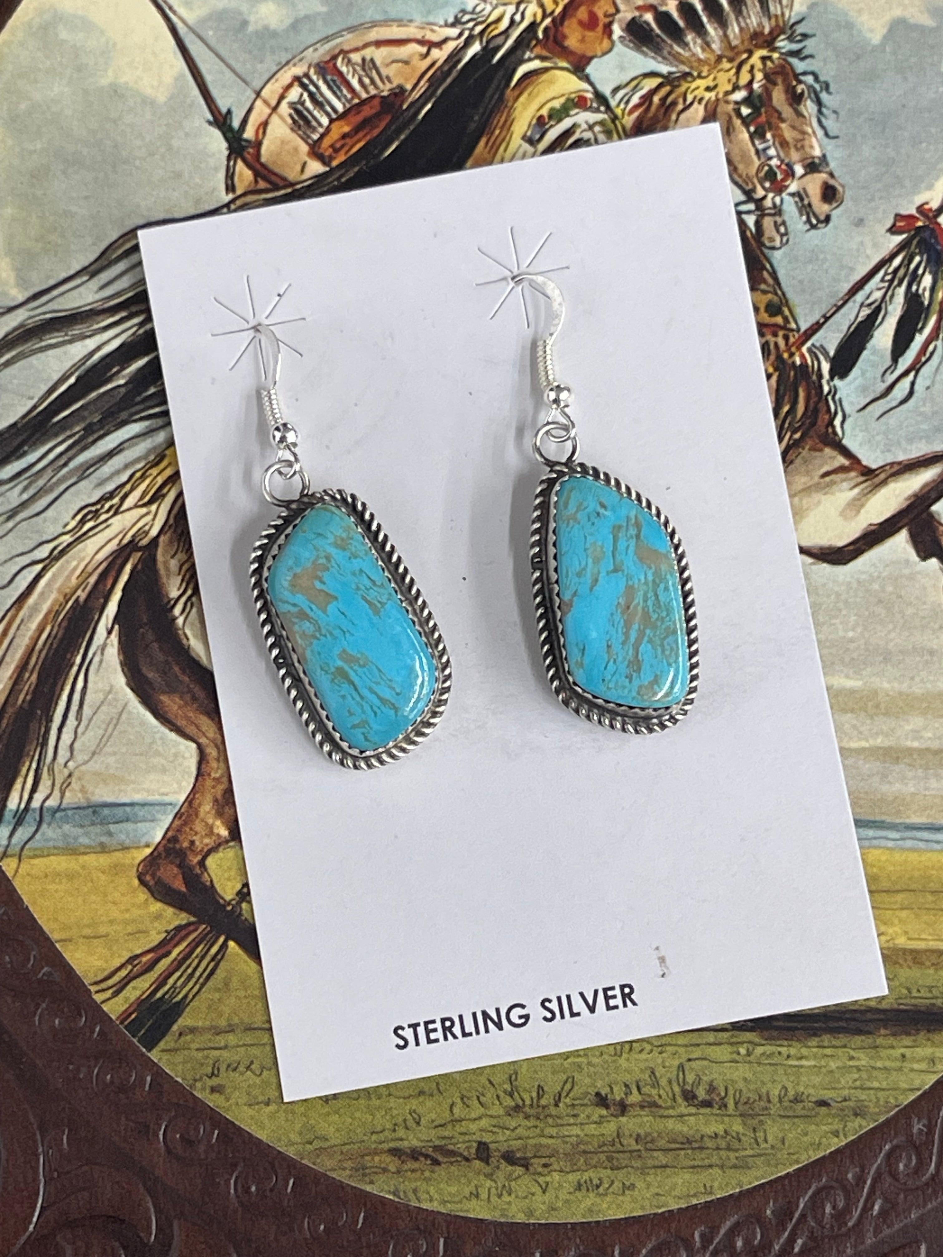 Donovan Nez Large Stone Kingman Dangle Earrings