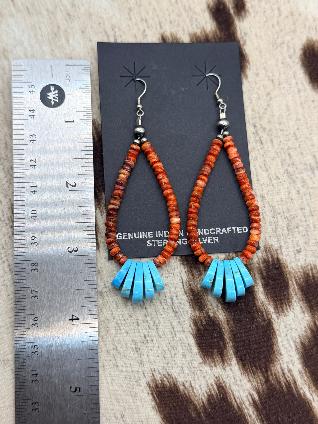 Corraine Smith, Coral and Turquoise Earrings, Native Made