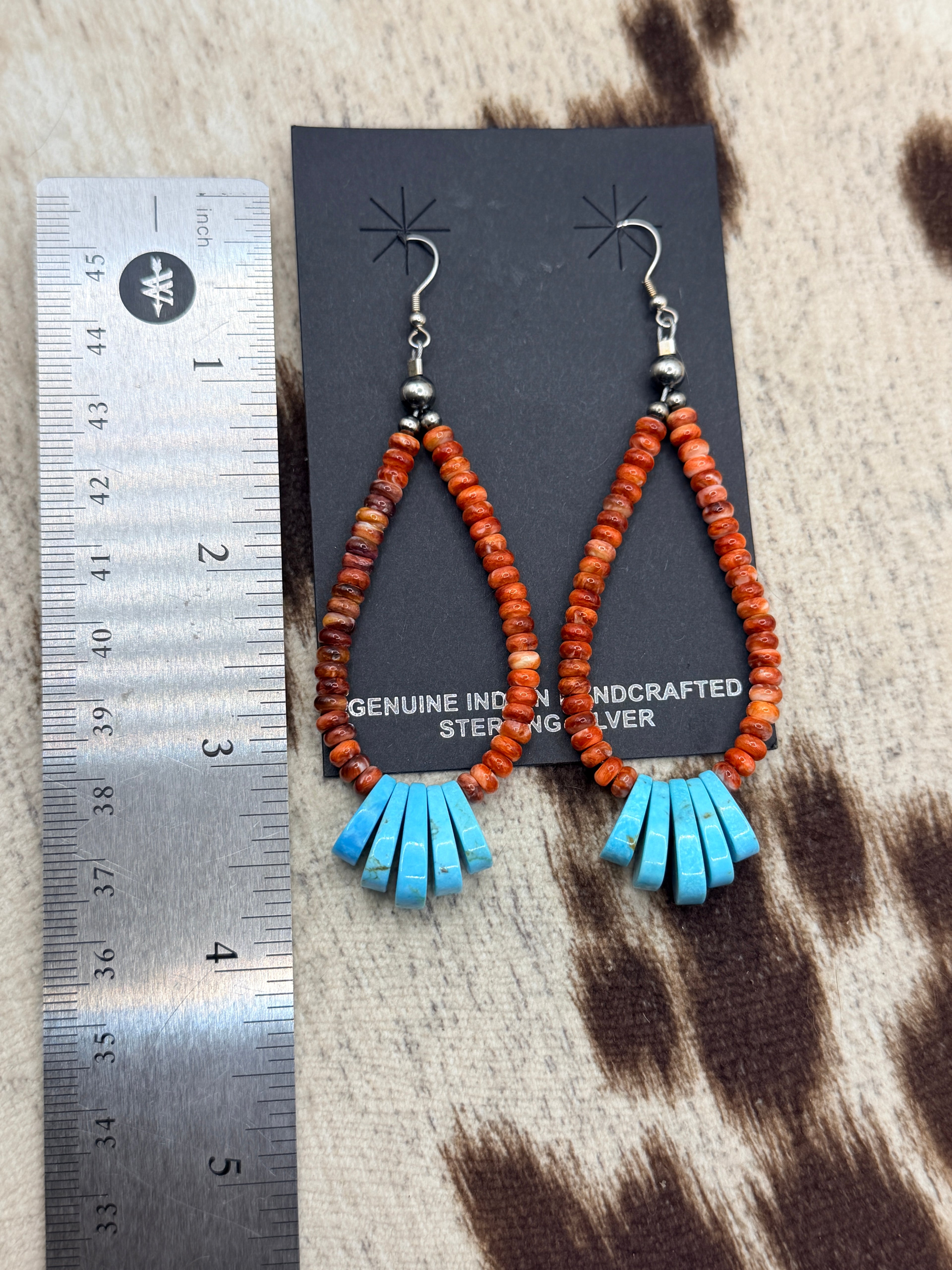 Corraine Smith, Coral and Turquoise Earrings, Native Made