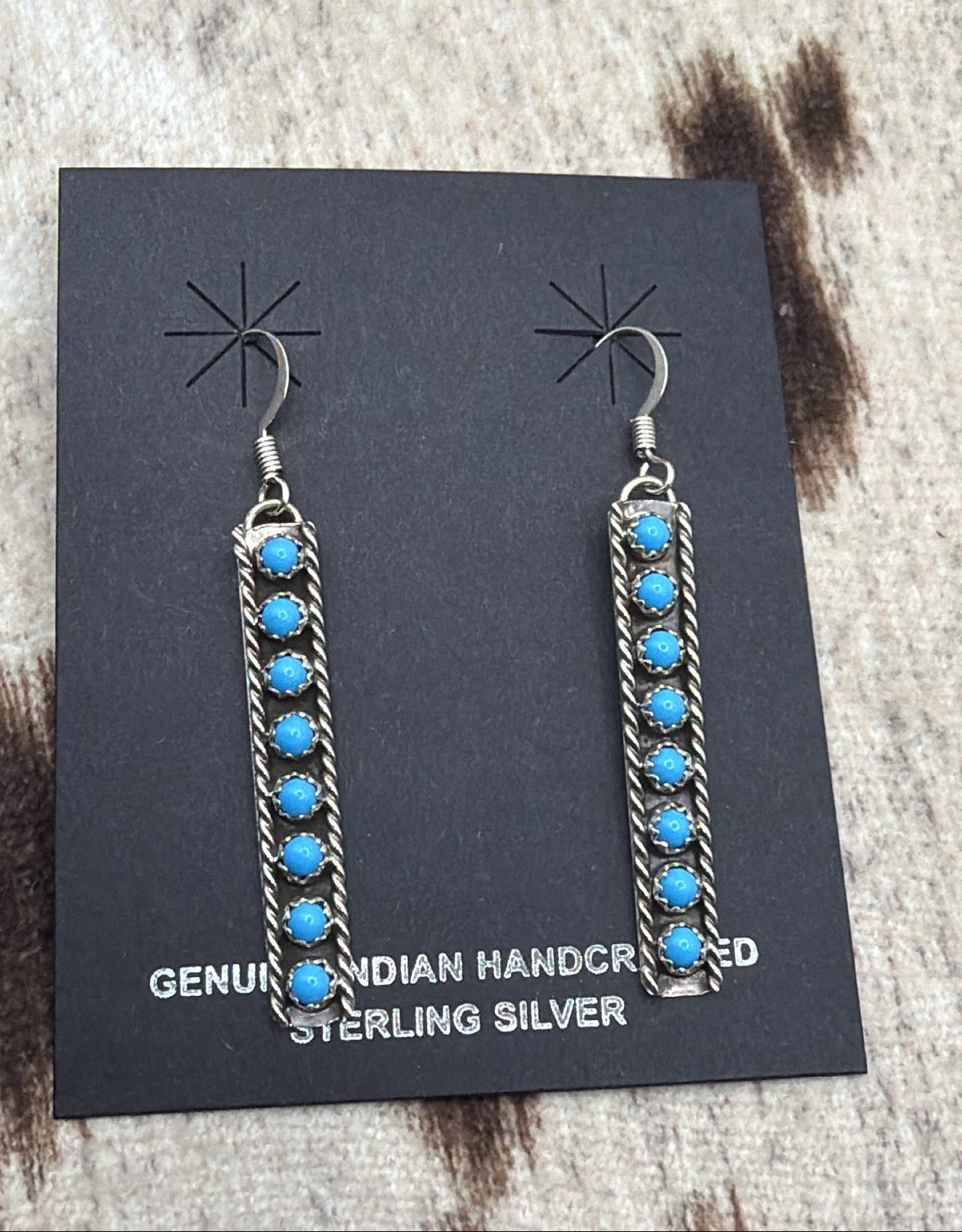 June Davis, Sterling Silver Turquoise Earrings, Native Made
