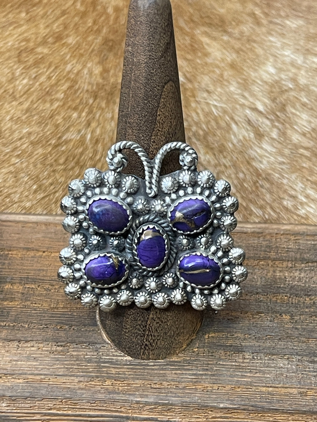 Purple Mojave Adjustable Butterfly Ring