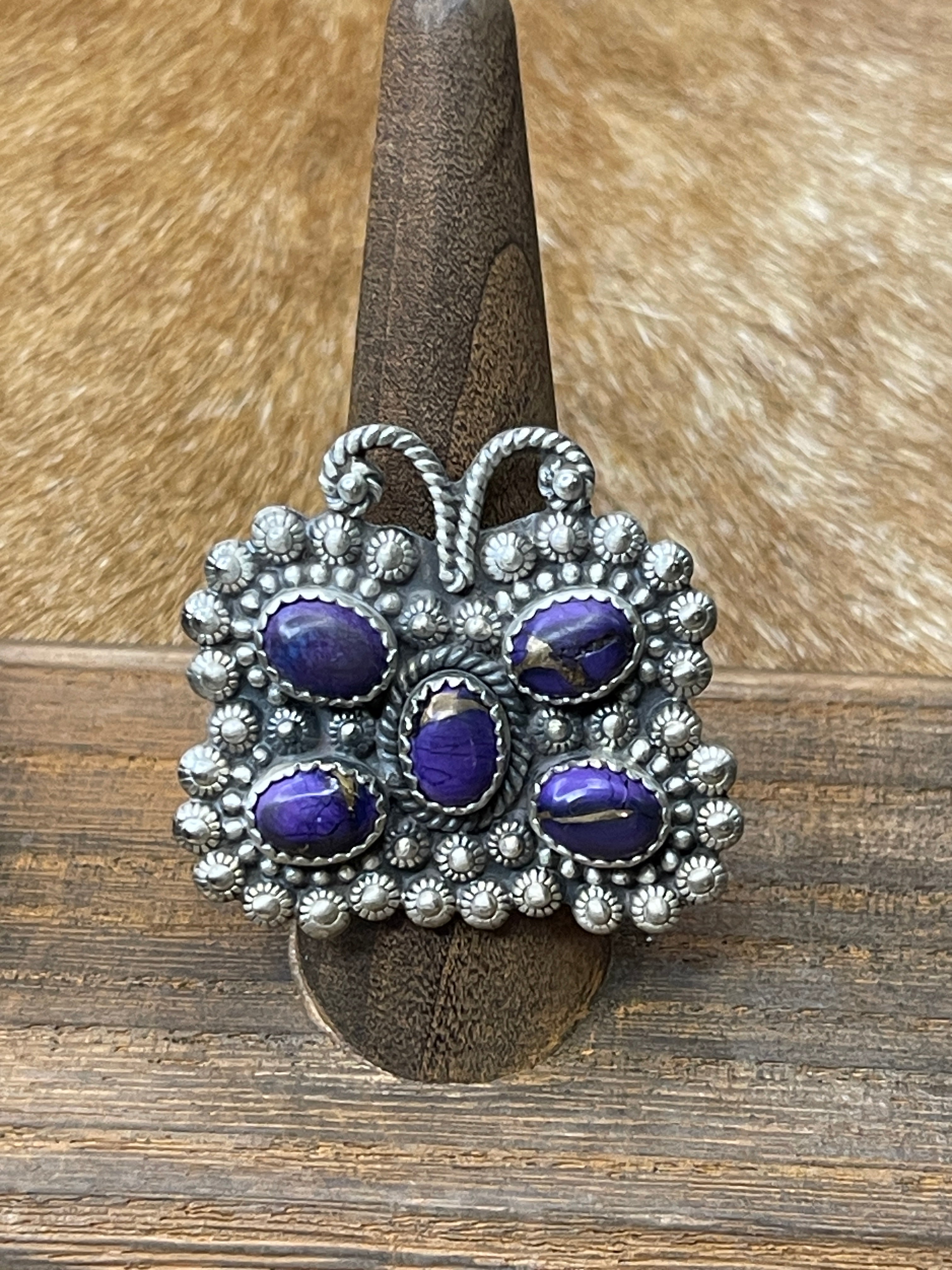 Purple Mojave Adjustable Butterfly Ring