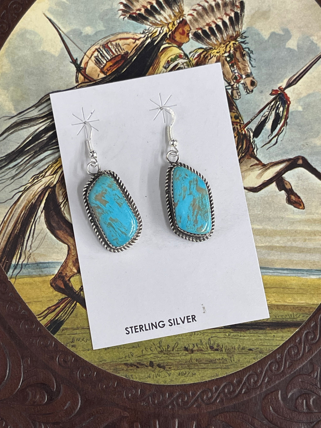 Donovan Nez Large Stone Kingman Dangle Earrings