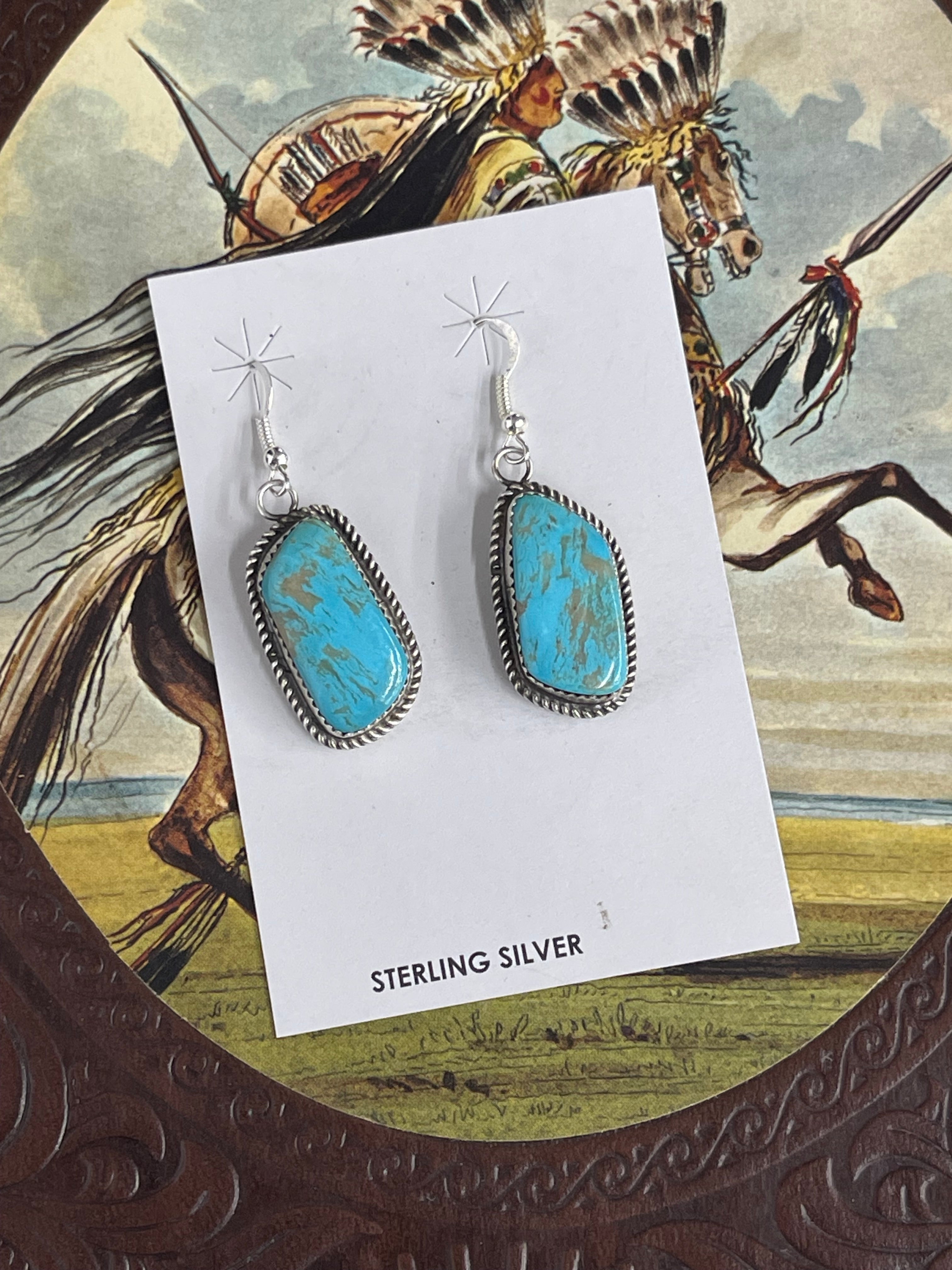 Donovan Nez Large Stone Kingman Dangle Earrings