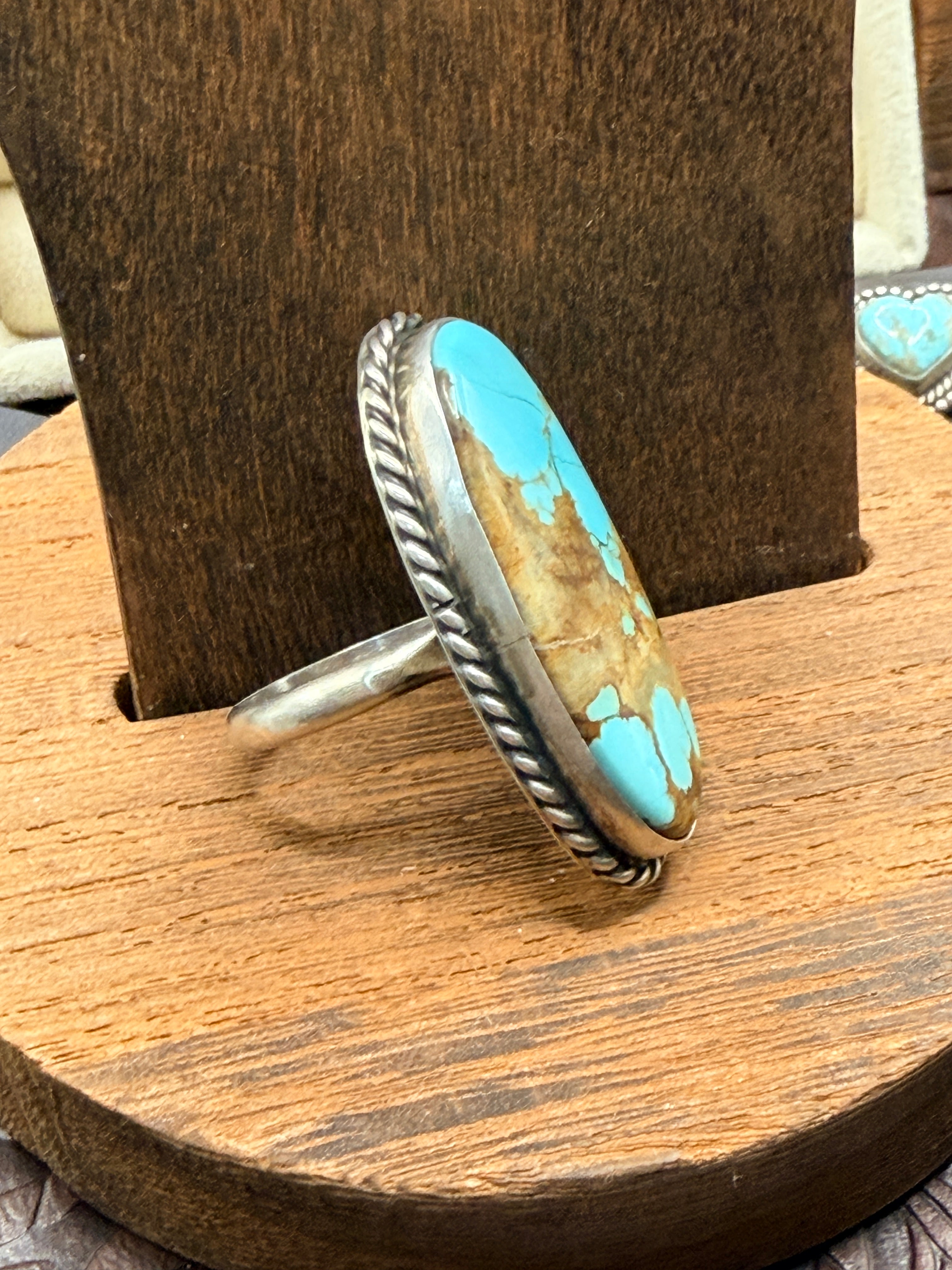 Chasity Belone, Mine 8 Turquoise Sterling Silver Ring, Native Ring